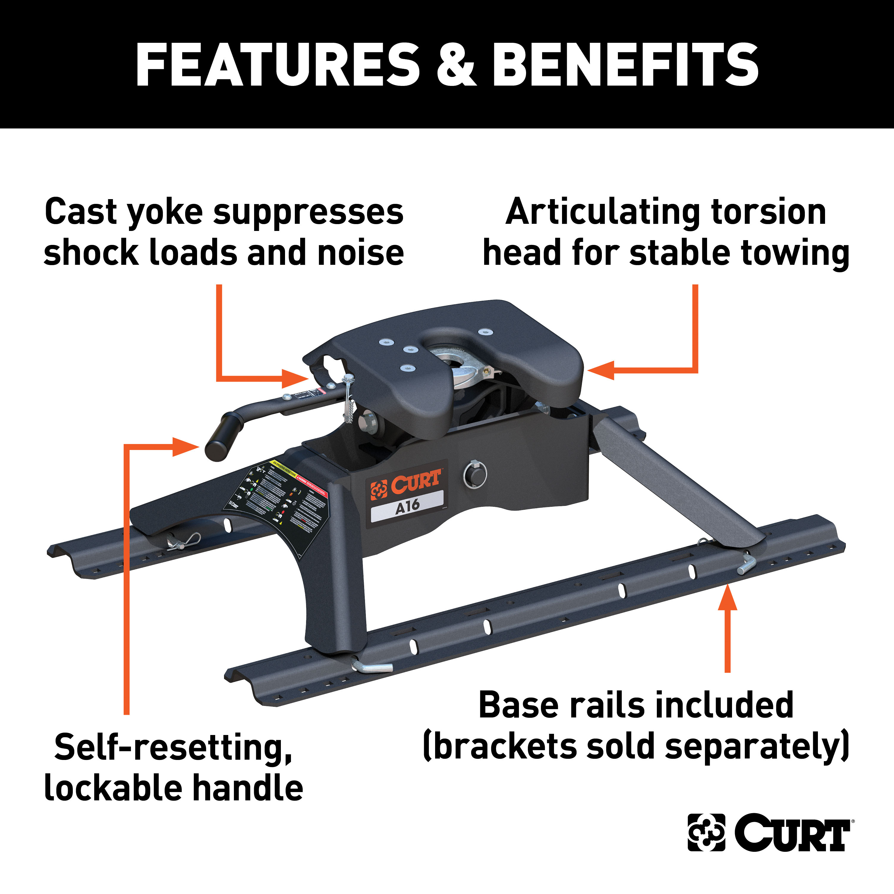 CURT 16K, 16K, A16 5th Wheel Hitch with Rails thumbnail 2