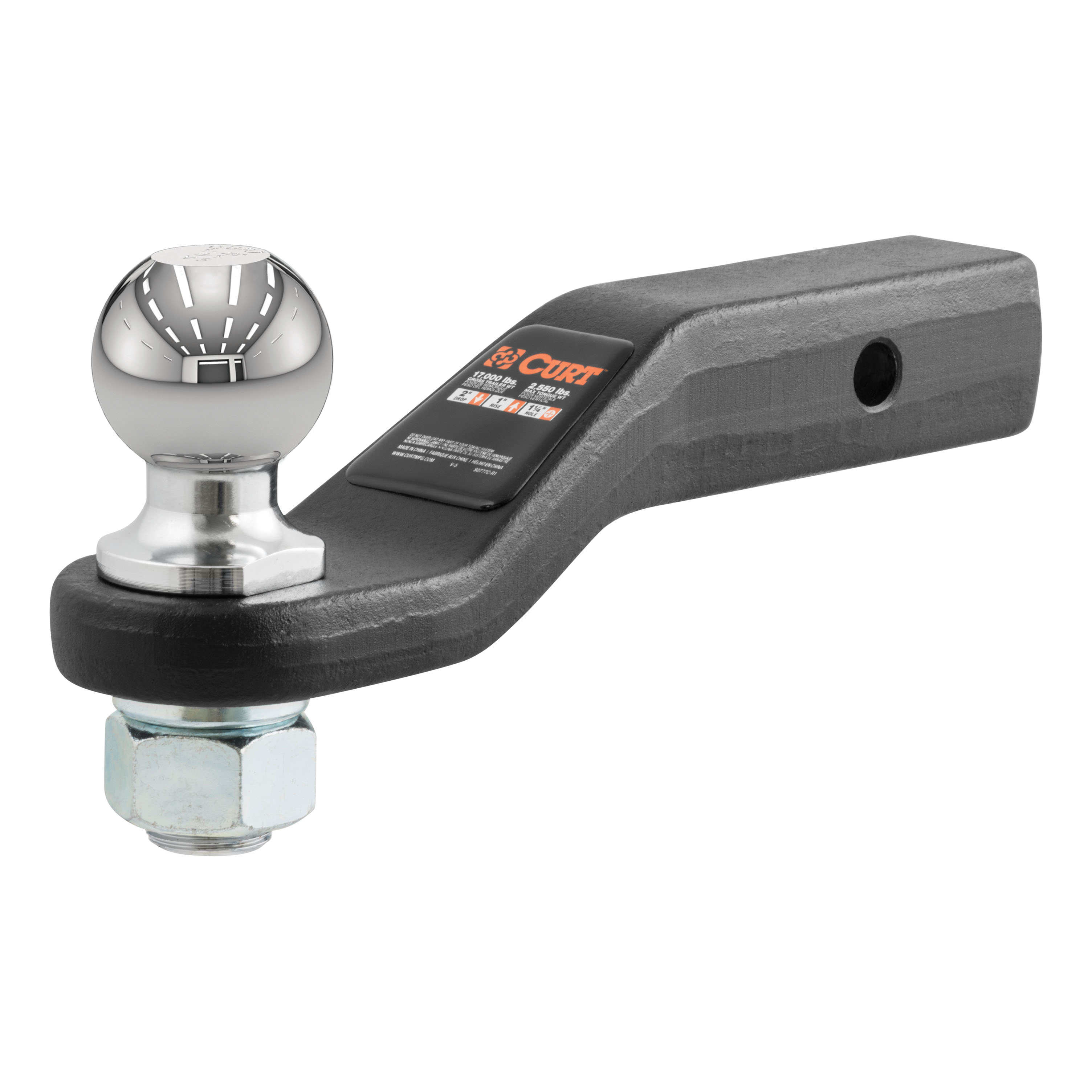 CURT Loaded Forged Ball Mount with 2-5/16" Ball (2" Shank, 15,000 lbss., 2" Drop) Trailer Hitch Ball Mount thumbnail 0