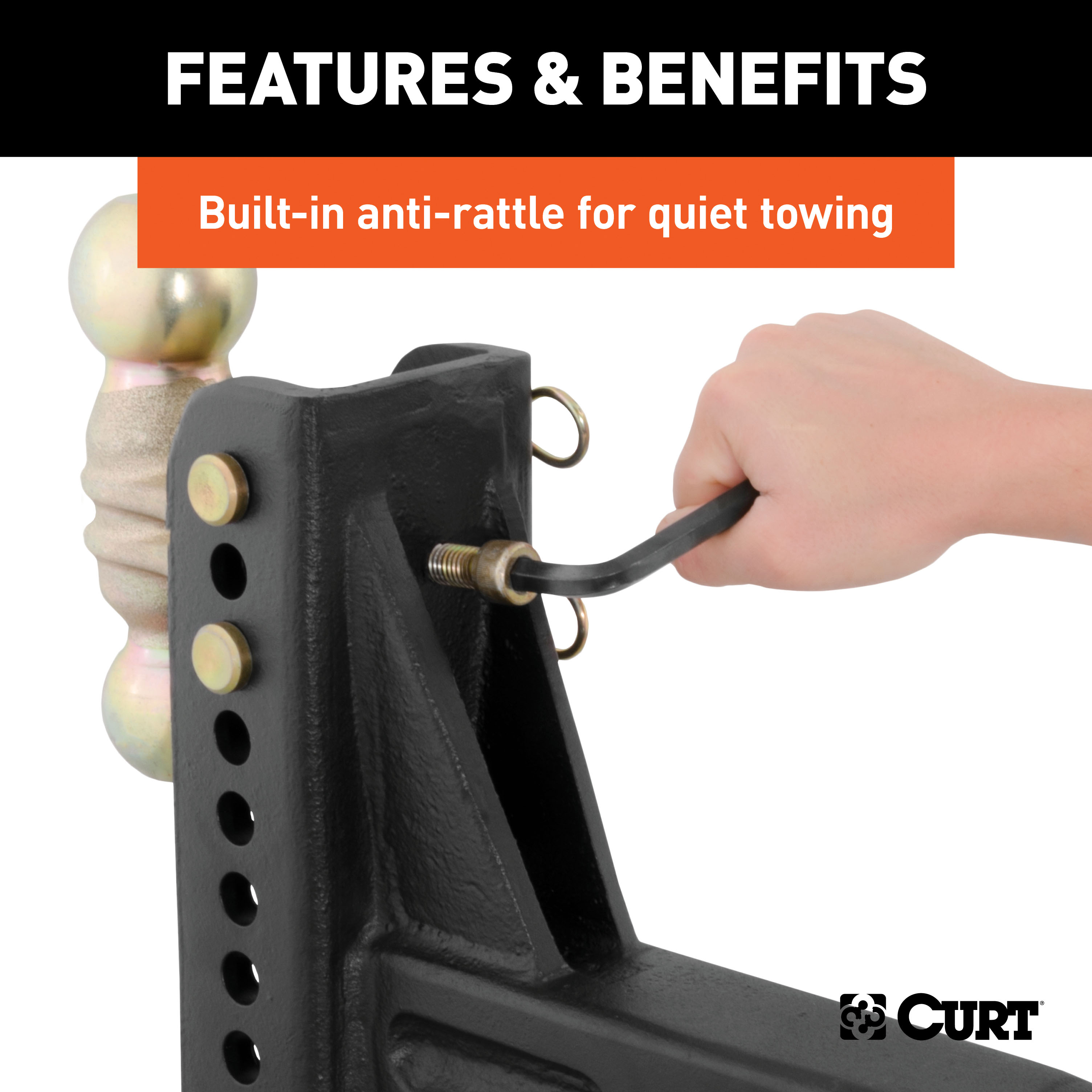 CURT Adjustable Channel Mount with Dual Ball (2-1/2" Shank, 20,000 lbss., 6" Drop) Trailer Hitch Ball Mount thumbnail 4