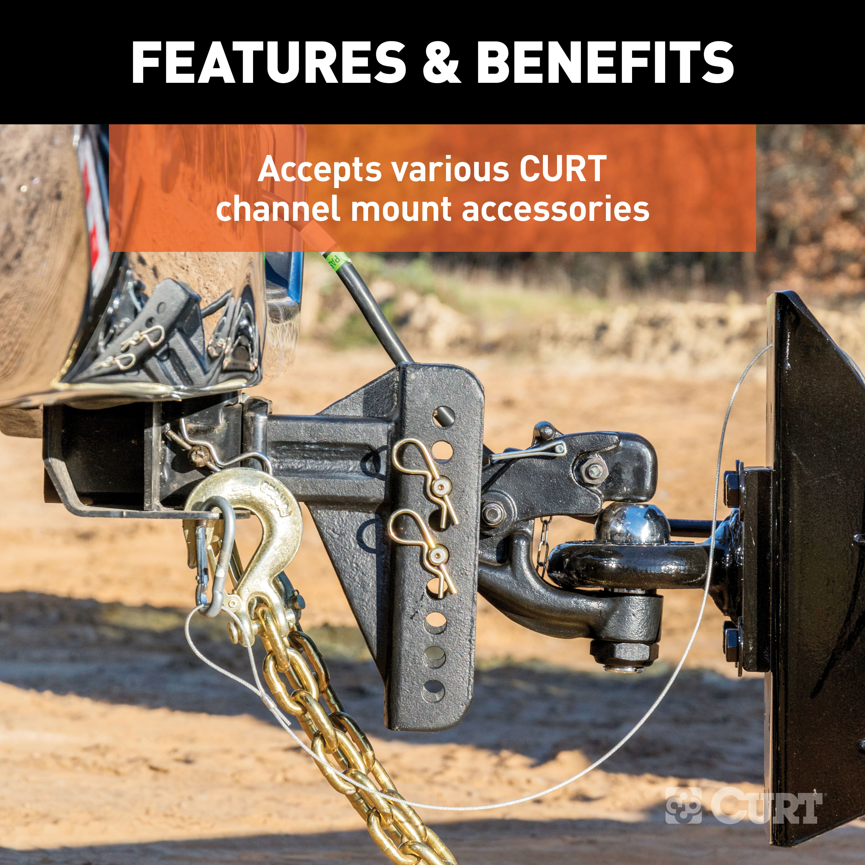 CURT Adjustable Channel Mount with Dual Ball (2-1/2" Shank, 20,000 lbss., 6" Drop) Trailer Hitch Ball Mount thumbnail 5