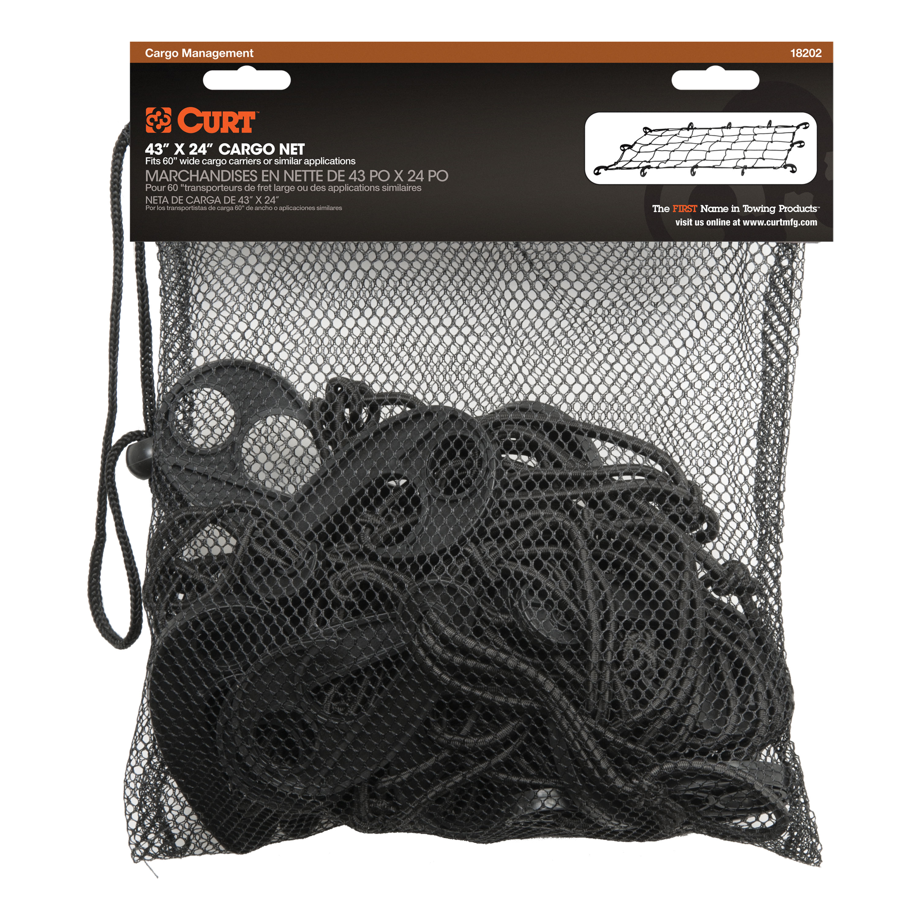 CURT 43" x 24" Elastic Cargo Net for Hitch Carrier Roof Rack thumbnail 5