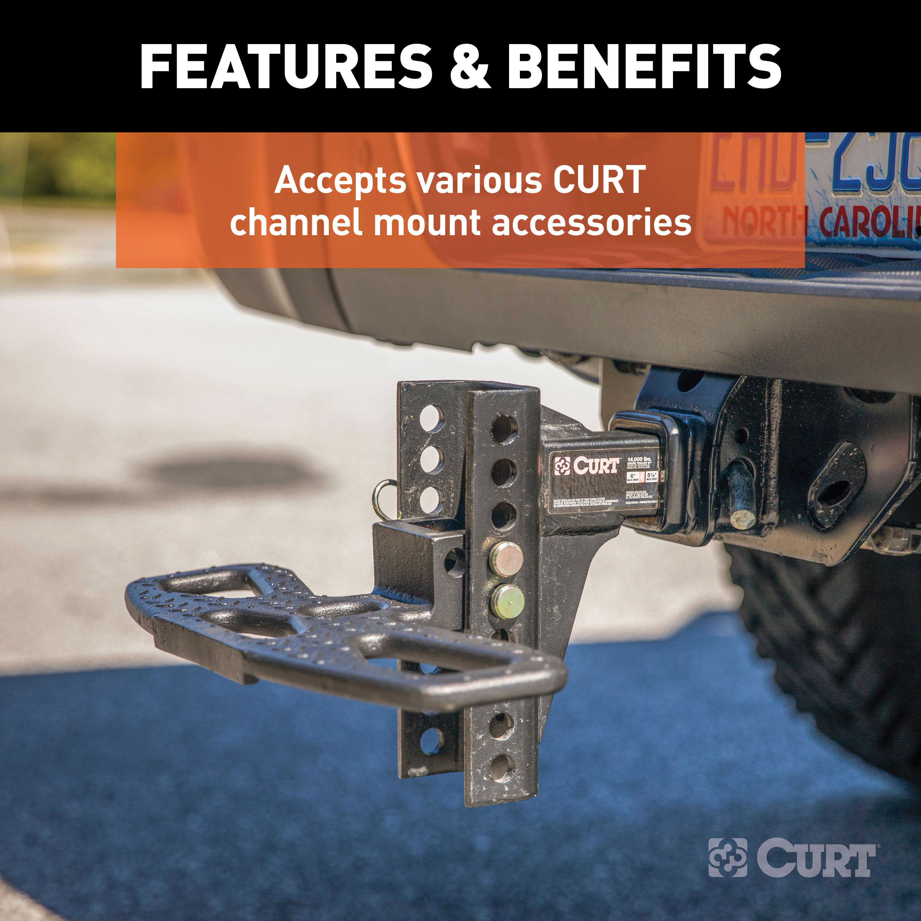 CURT Adjustable Channel Mount with Dual Ball (2" Shank, 14,000 lbss., 6" Drop) Trailer Hitch Ball Mount thumbnail 5