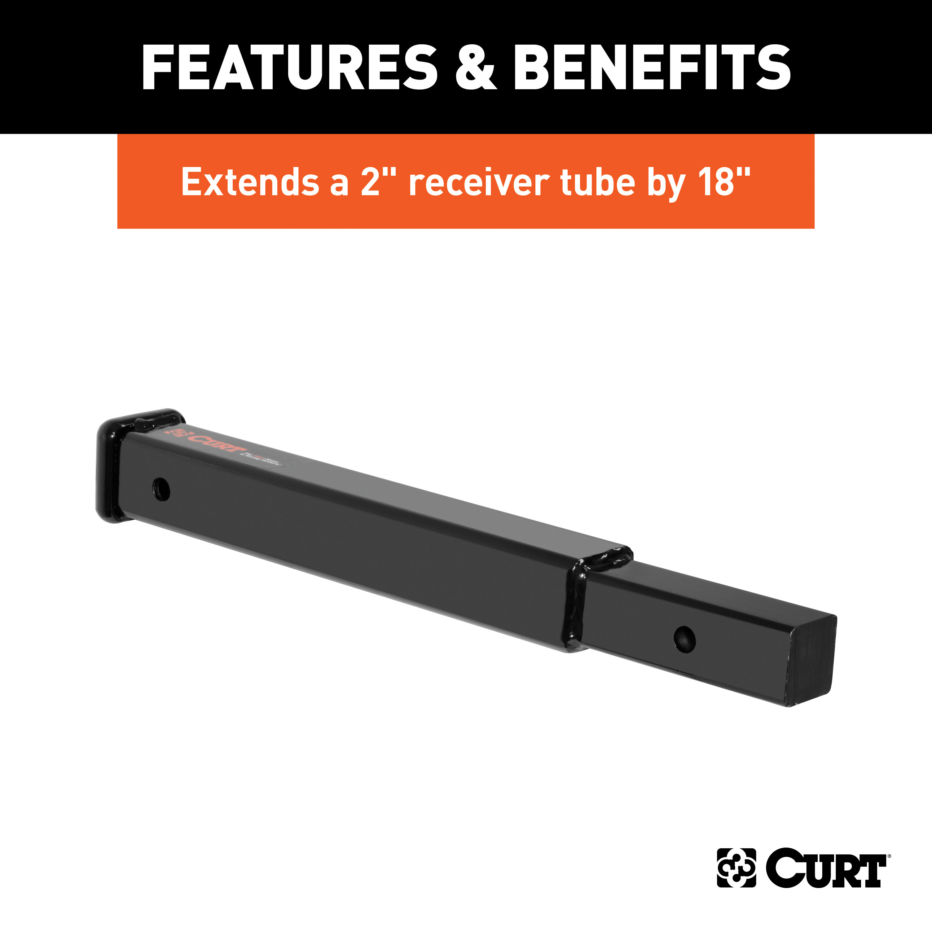 CURT 18" Receiver Tube Extender (2" Shank, 3,500 lbs.) Trailer Hitch thumbnail 2