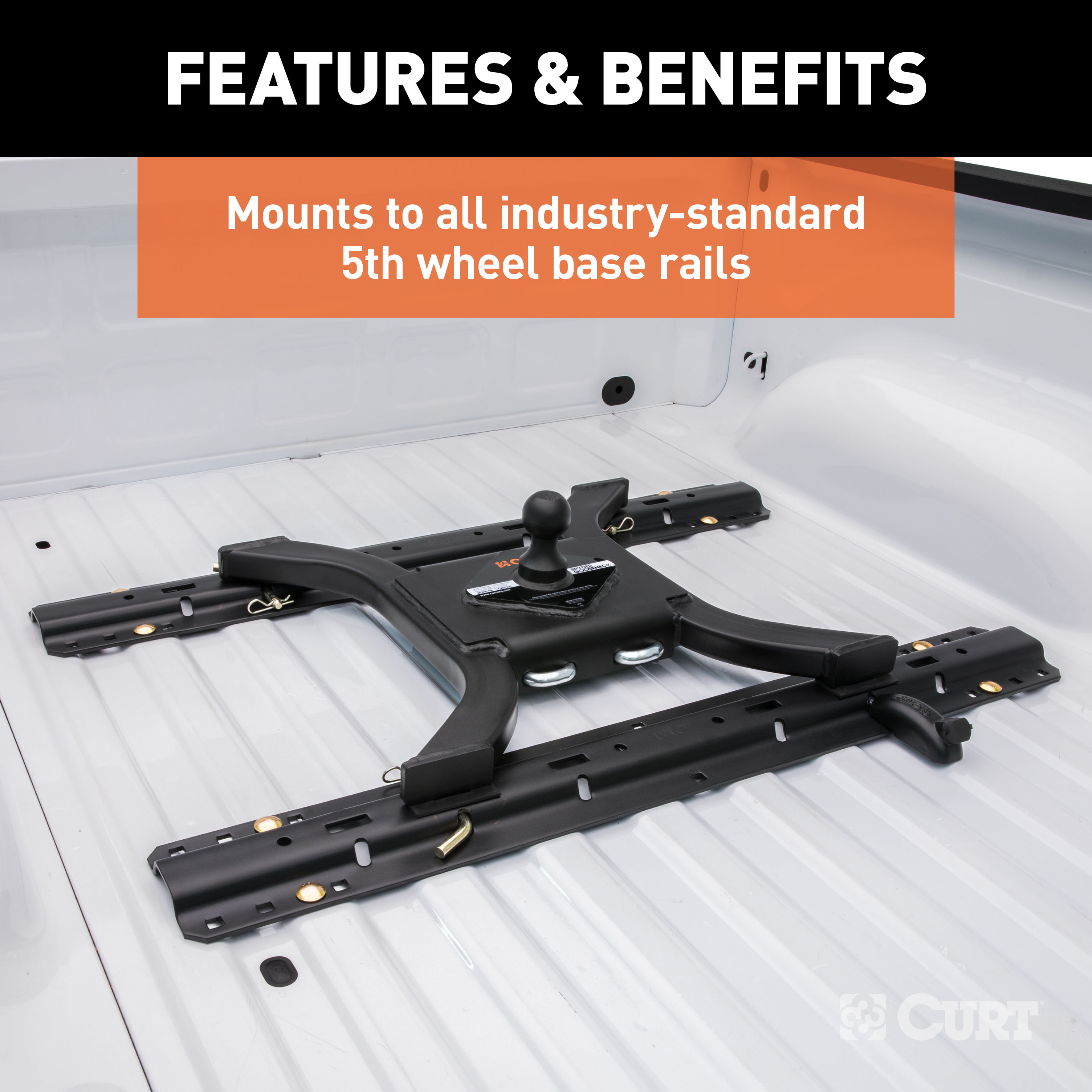 CURT Spyder 5th Wheel Rail Gooseneck Hitch with 2-5/16" Ball, 25K Gooseneck Trailer Hitch thumbnail 4