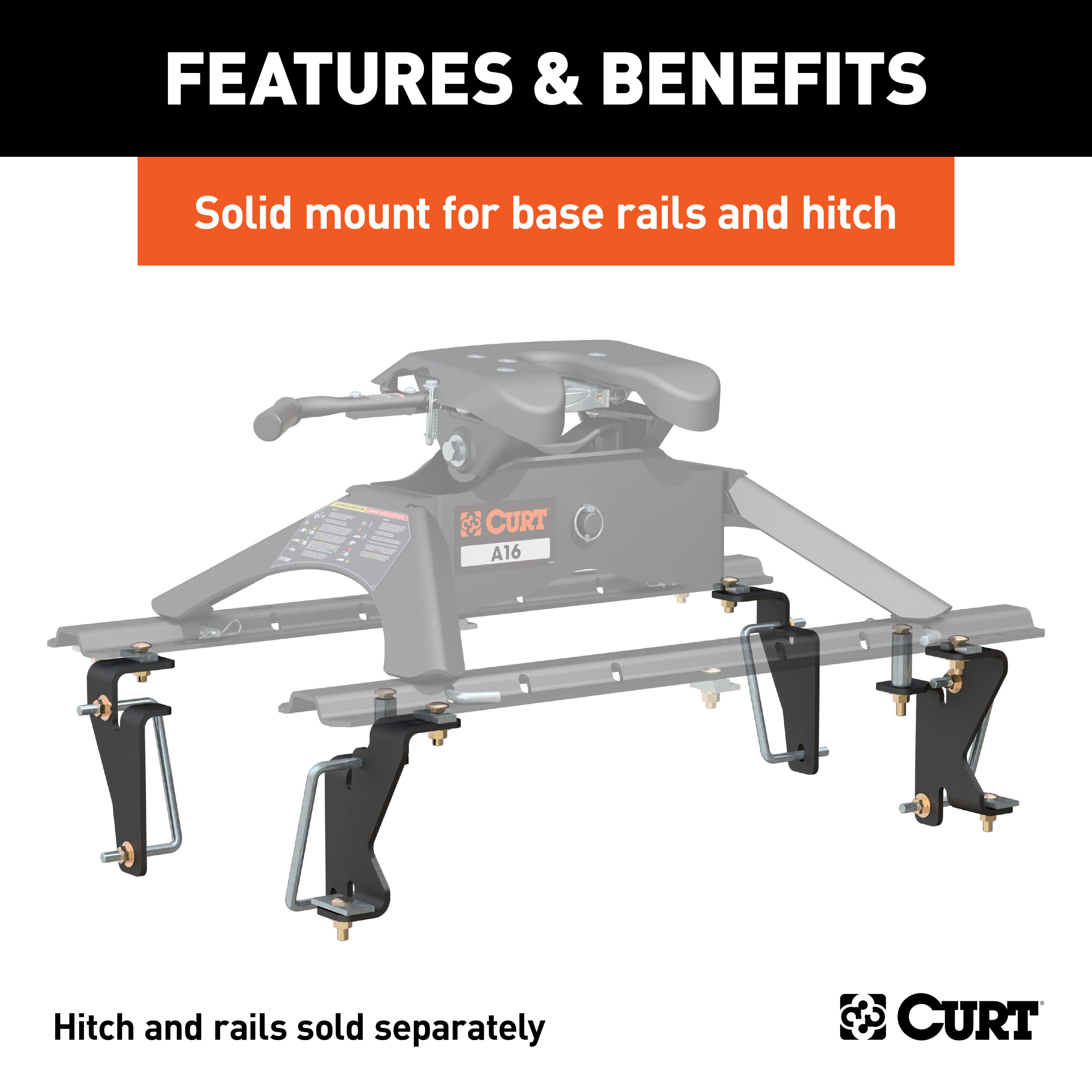 CURT Custom 5th Wheel Brackets, Select Dodge, Ram 1500, 2500, 3500 Fifth Wheel Trailer Hitch Bracket thumbnail 1