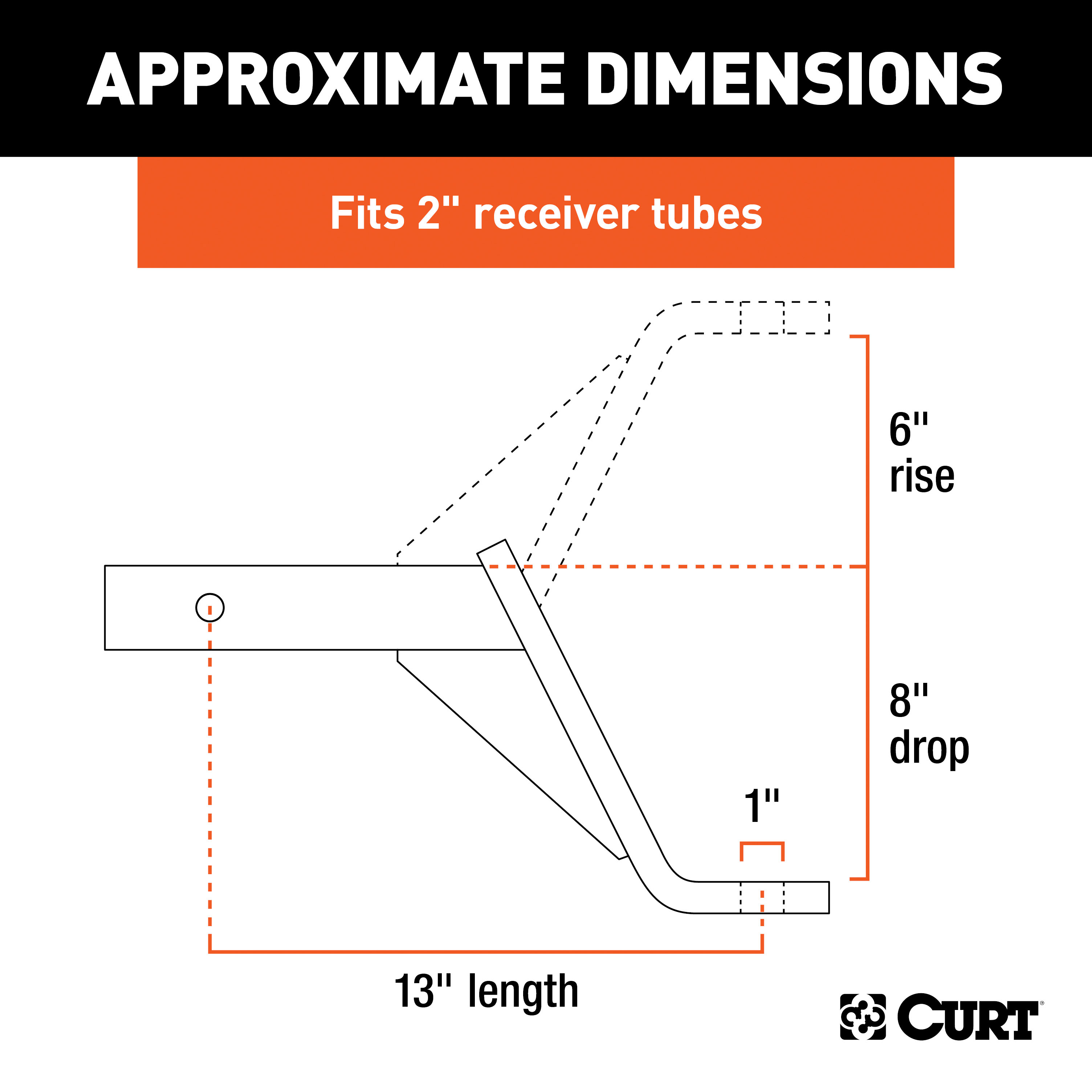 CURT Class 3 Ball Mount (2" Shank, 5,000 lbss., 8" Drop, 13" Long) Trailer Hitch Ball Mount thumbnail 2