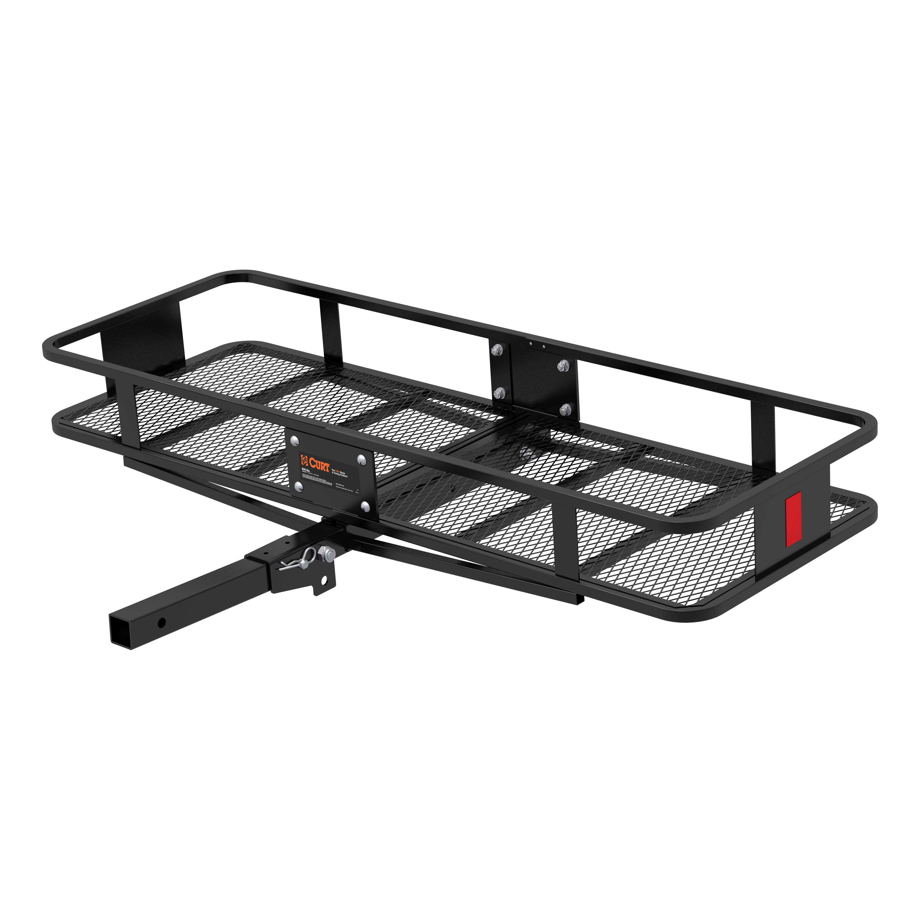 CURT 60" x 20" Black Steel Basket Cargo Carrier (Folding 2" Shank, 500 lbs.) Receiver Hitch Mounted Cargo Carrier thumbnail 0