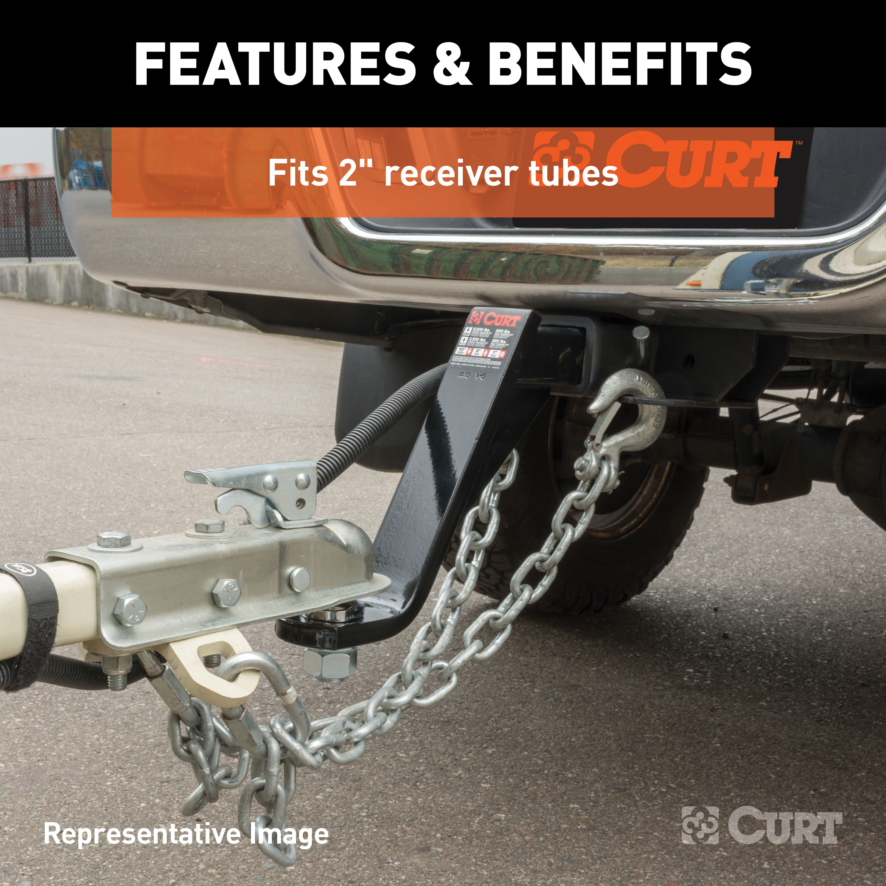 CURT Loaded Ball Mount with 2" Ball (2" Shank, 7,500 lbss., 6" Drop) Trailer Hitch Ball Mount thumbnail 2