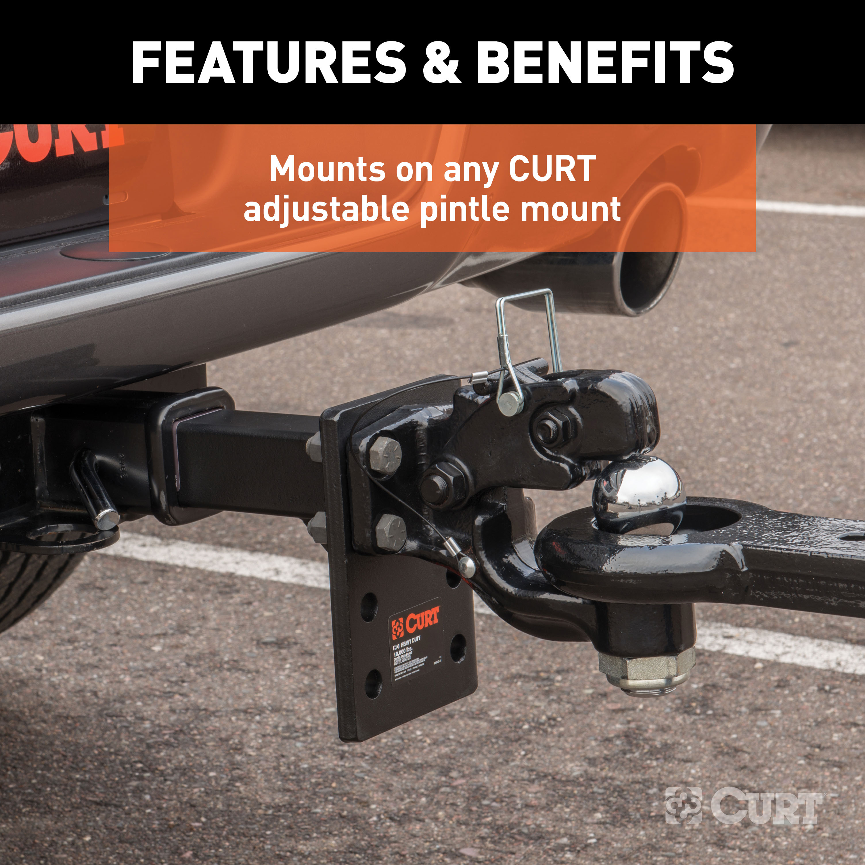 CURT Ball & Pintle Hitch (2-5/16" Ball, 16,000 lbs. Ball Capacity) Trailer Hitch Pintle Hook Mount thumbnail 2
