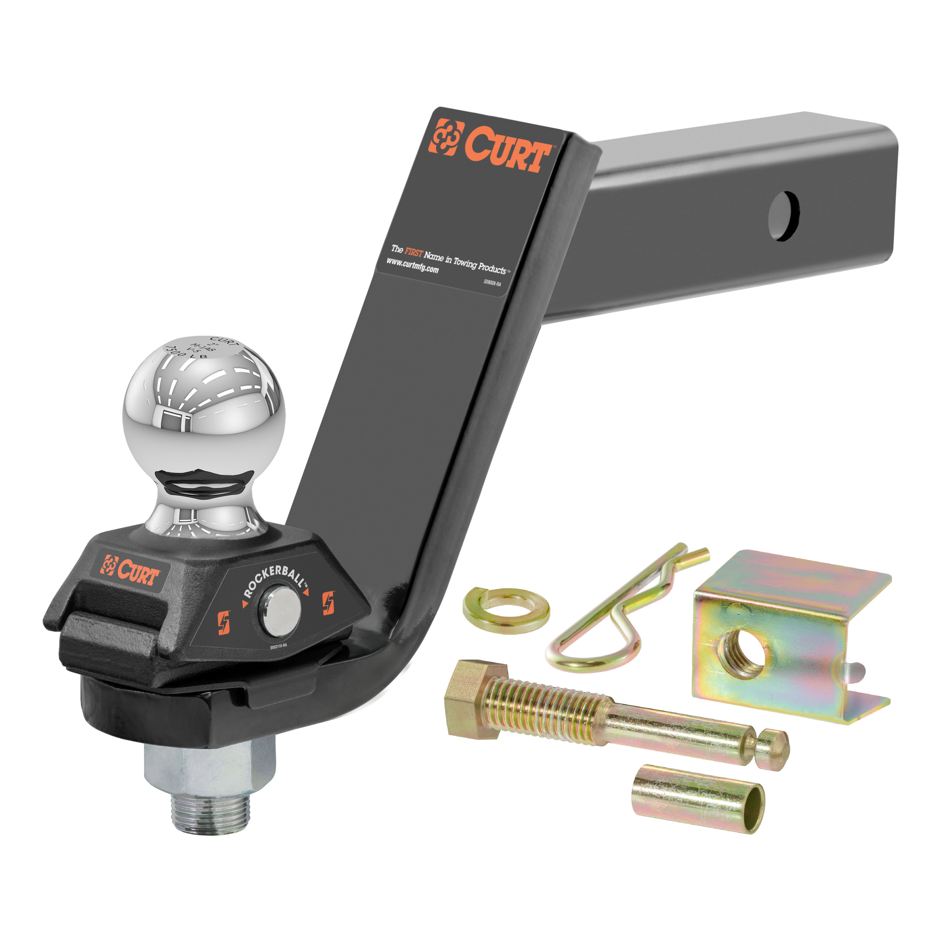 CURT RockerBall Cushion Hitch with 2" Ball (2" Shank, 7,500 lbs., 5" Drop) Trailer Hitch Ball thumbnail 0