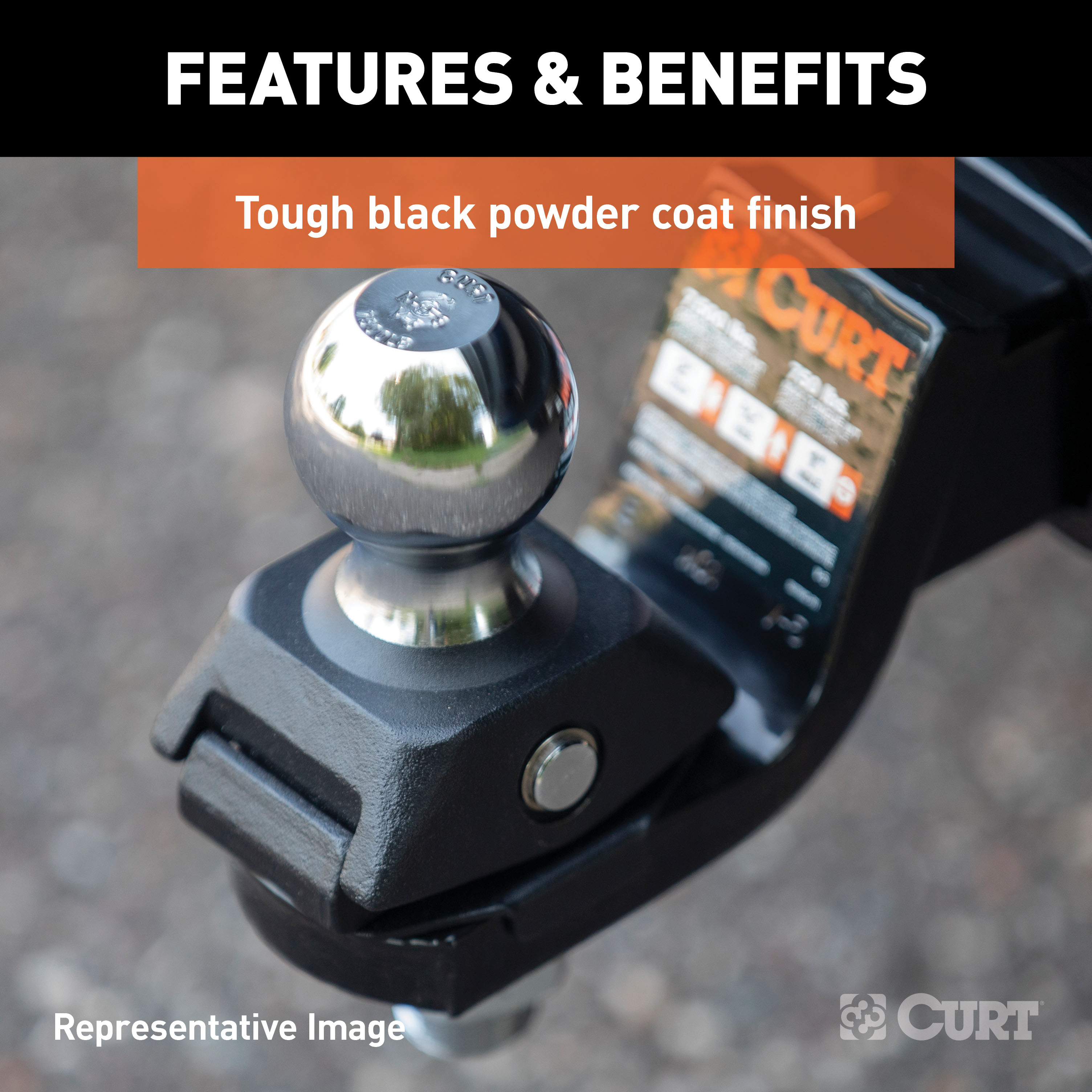 CURT RockerBall Cushion Hitch with 2" Ball (2" Shank, 7,500 lbs., 5" Drop) Trailer Hitch Ball thumbnail 6