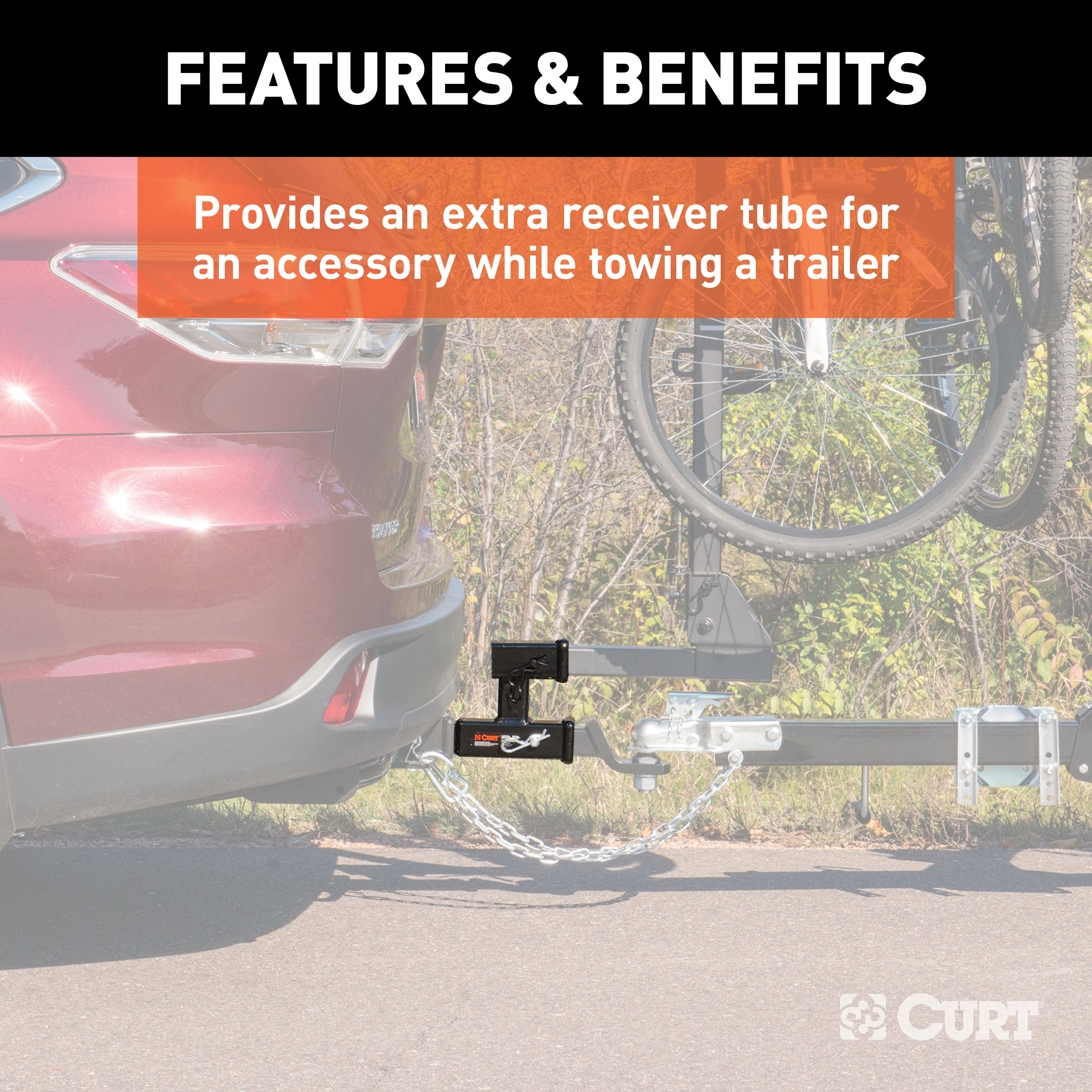 CURT Dual Receiver Extender (2" Shank, 3,500 lbss, 5-13/16" Rise) Trailer Hitch thumbnail 3