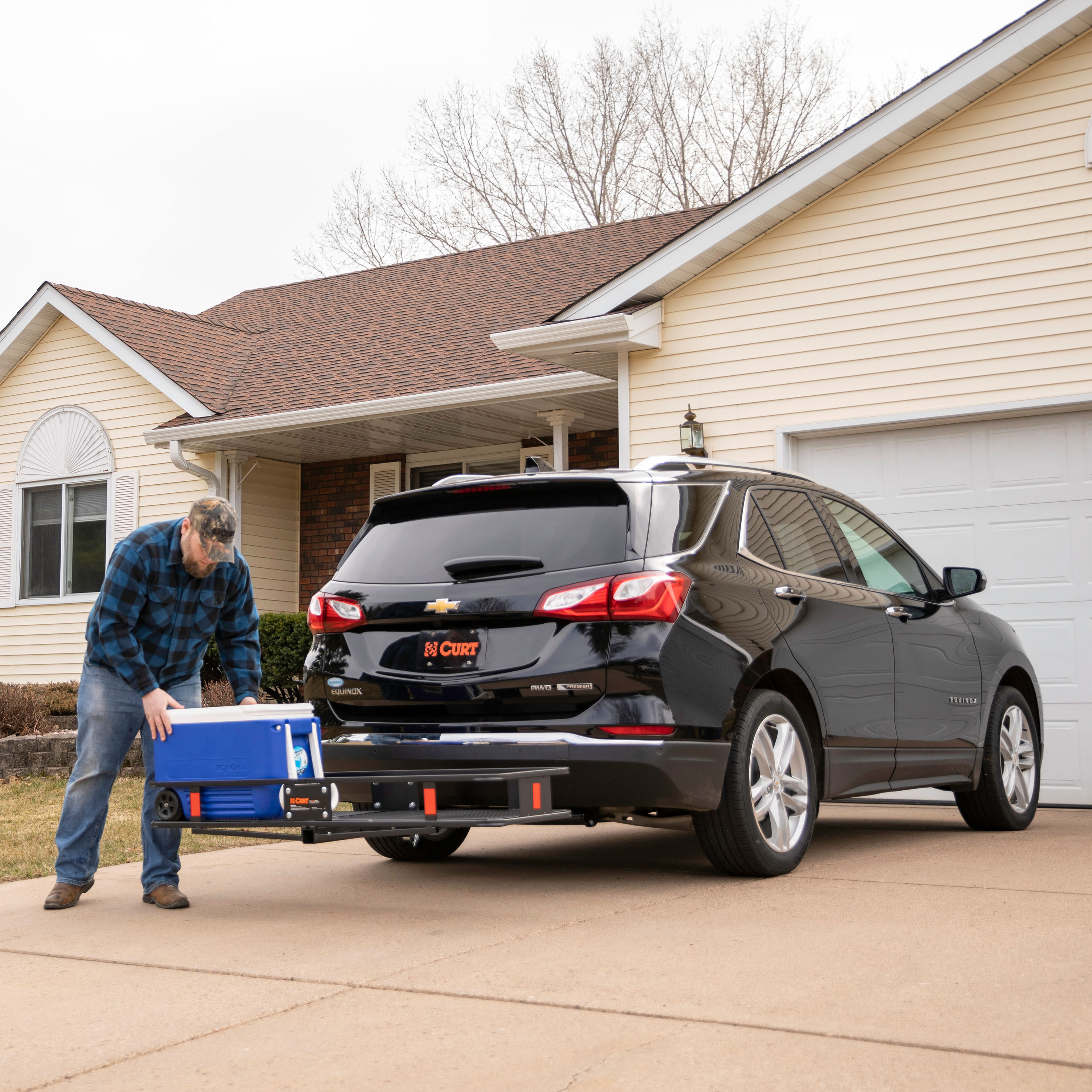 CURT 60" x 24" Black Steel Basket Cargo Carrier (Fixed 2" Shank, 500 lbs.) Receiver Hitch Mounted Cargo Carrier thumbnail 7