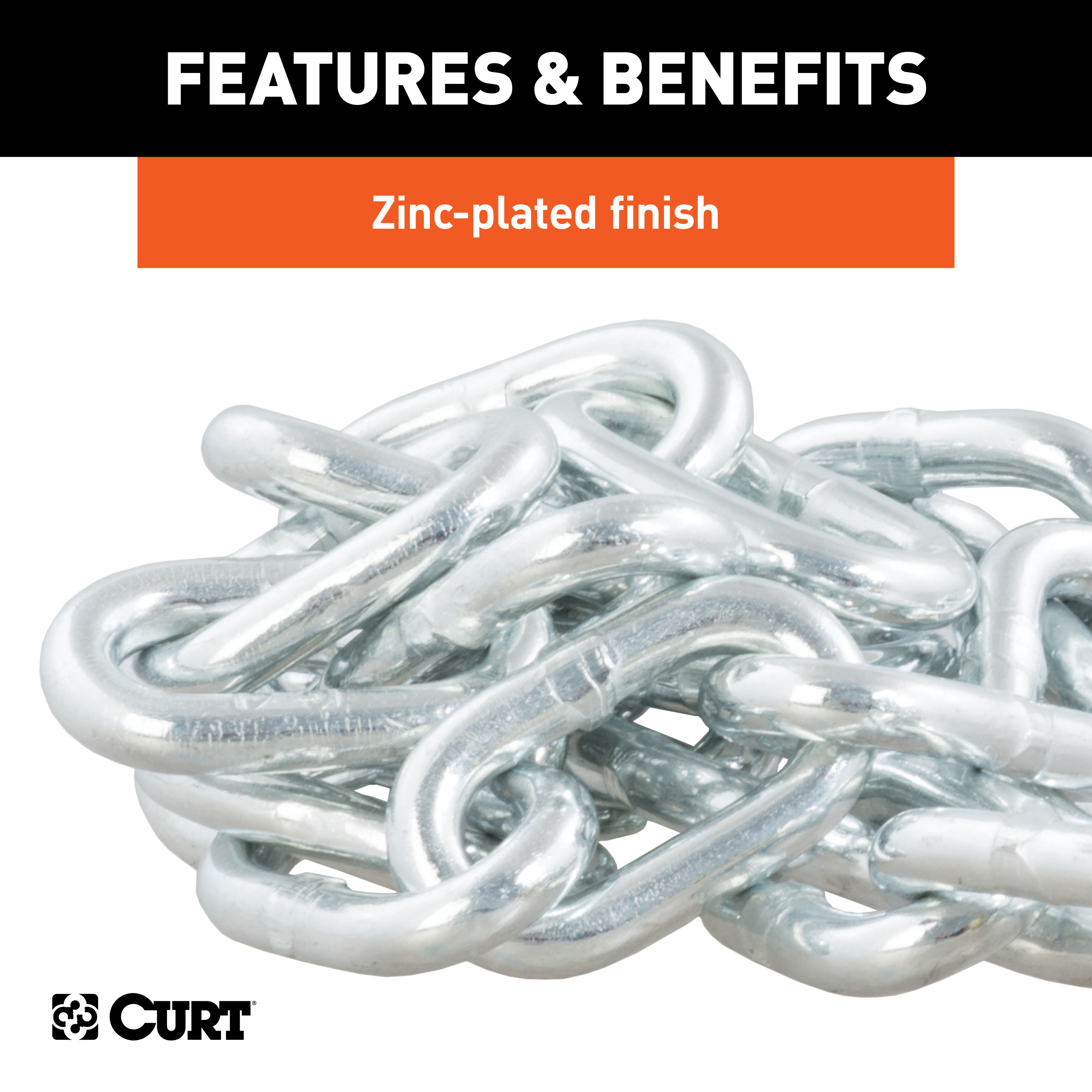 CURT 35" Safety Chain with 1 Clevis Hook (7,800 lbs, Clear Zinc) Trailer Hitch thumbnail 7