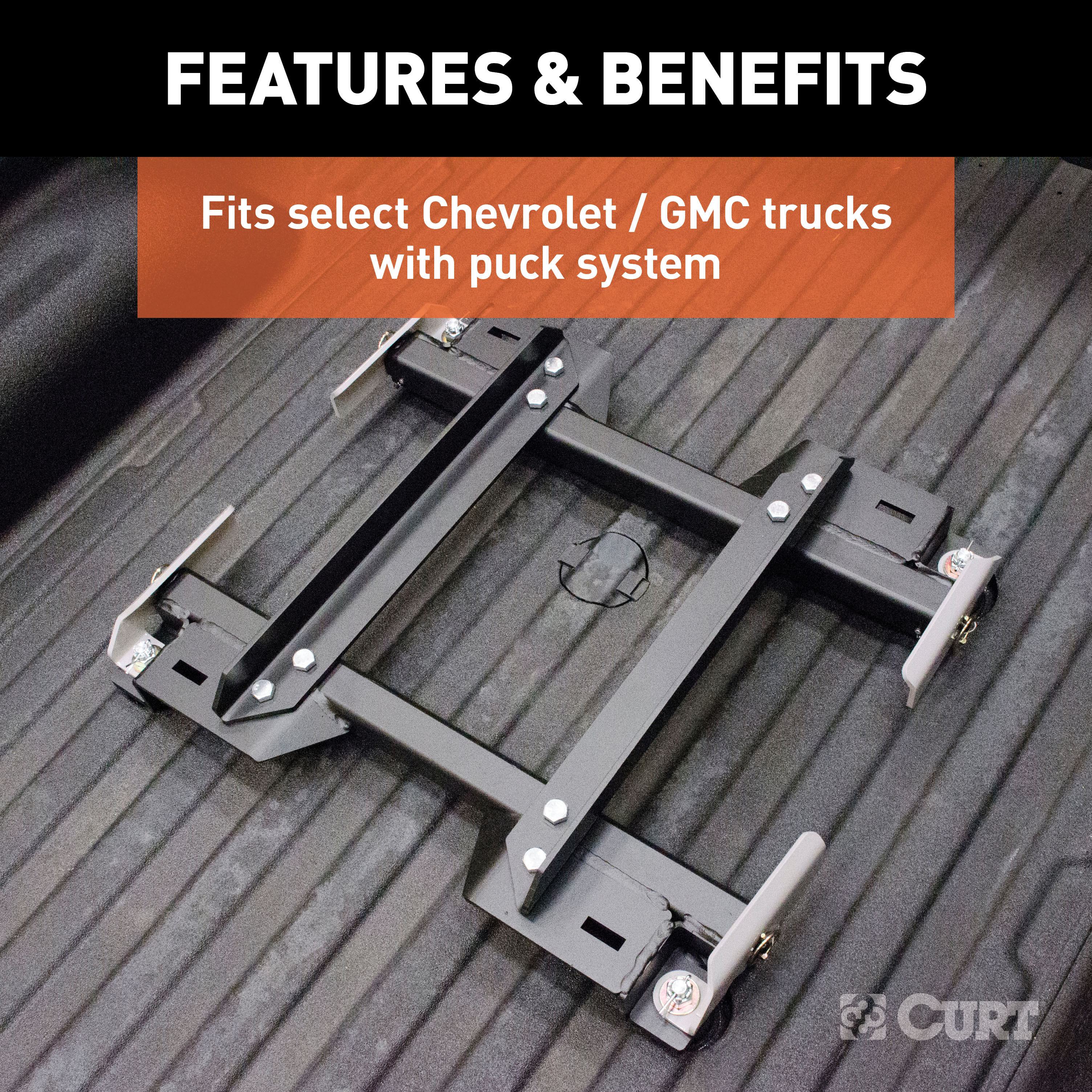 CURT 16K, E16 Sliding 5th Wheel Hitch, 16K, Select Silverado, Sierra, 6.5' Bed Puck System thumbnail 4