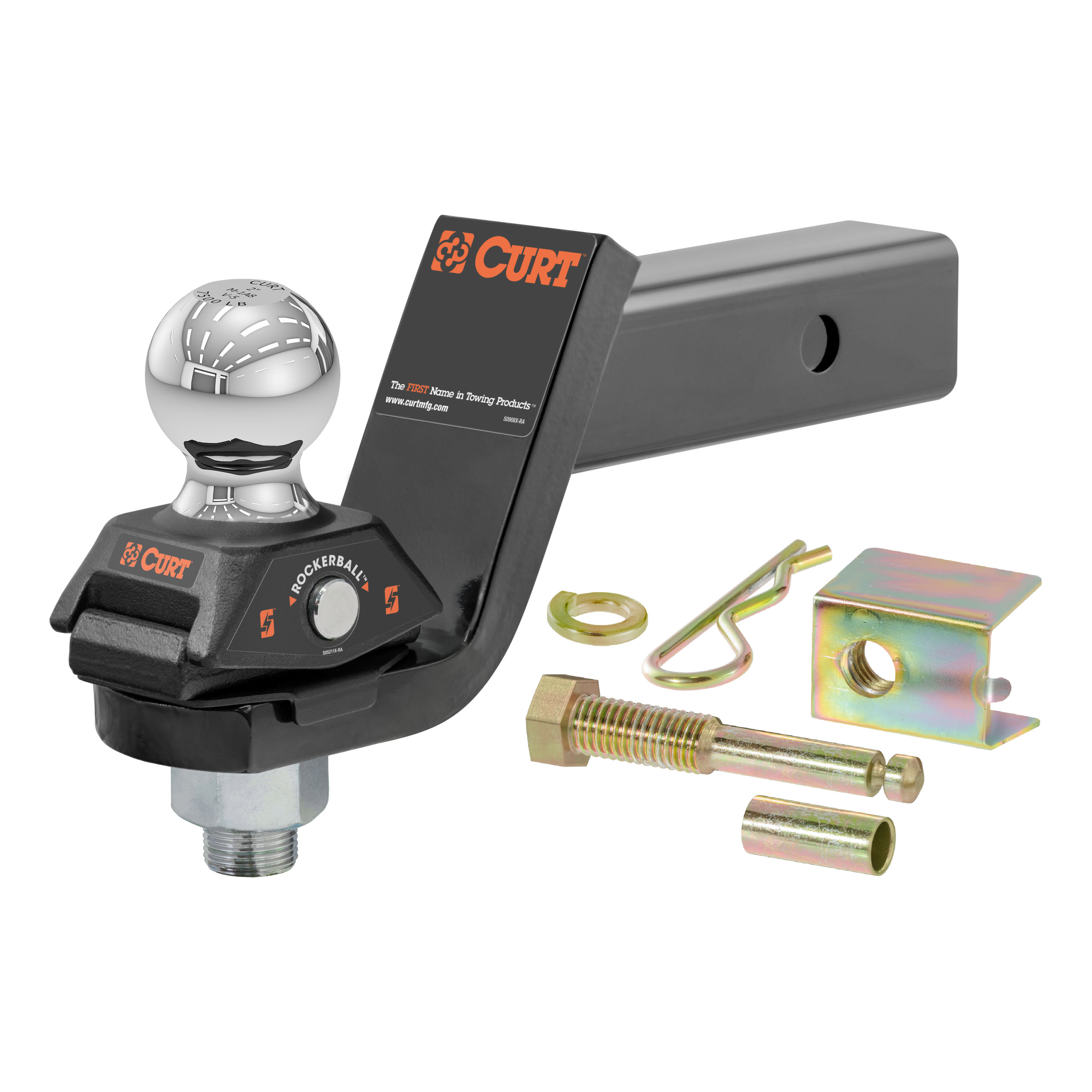 CURT RockerBall Cushion Hitch with 2" Ball (2" Shank, 7,500 lbs., 3" Drop) Trailer Hitch Ball thumbnail 0