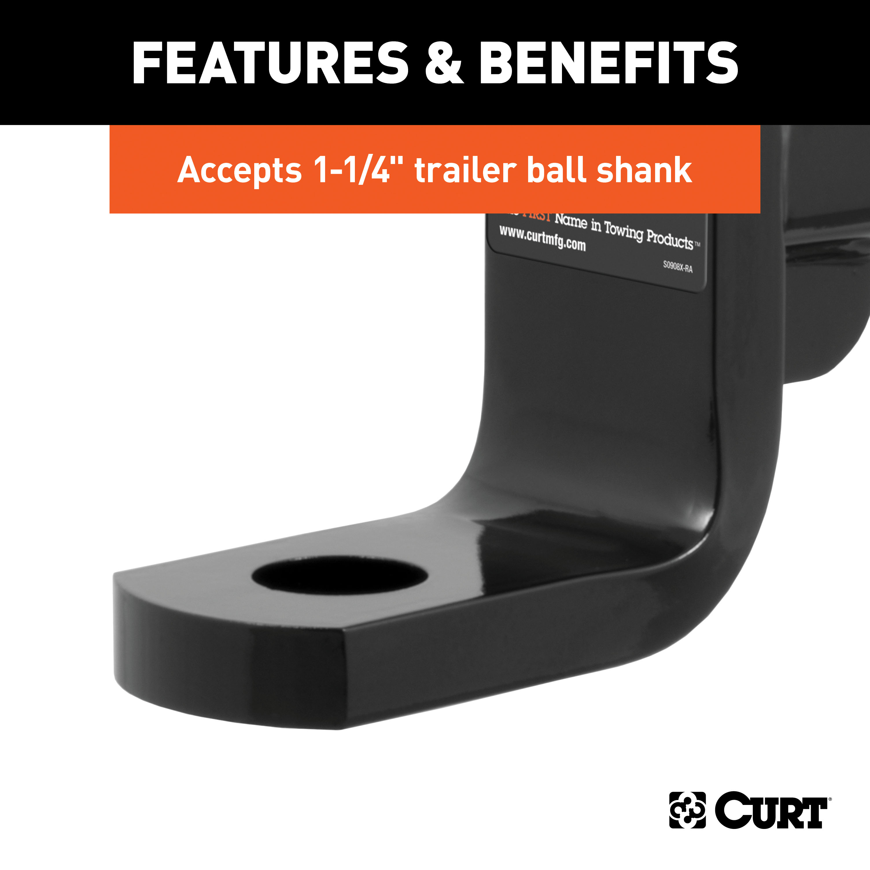 CURT Class 4 Ball Mount (2" Shank, 12,000 lbss., 8" Drop, 9-3/8" Long) Trailer Hitch Ball Mount thumbnail 5
