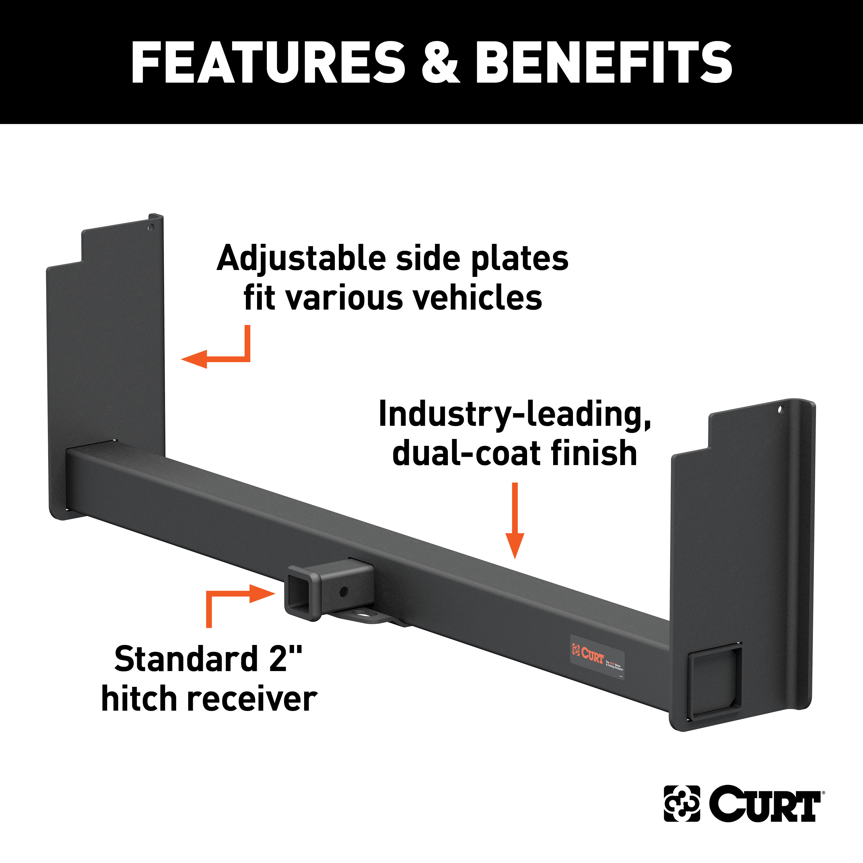 CURT Universal Weld-On Trailer Hitch, 2" Receiver (18" to 60" Frames, 11-1/2" Drop) Trailer Hitch thumbnail 1