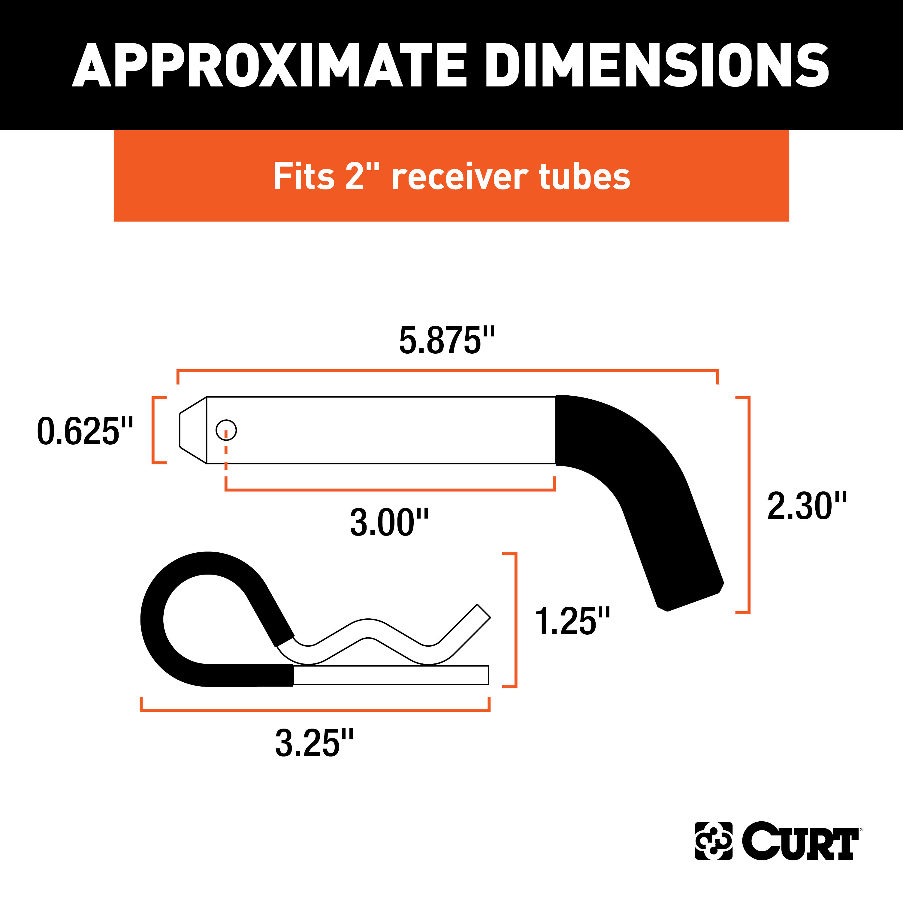 CURT 5/8" Hitch Pin (2" Receiver, Zinc with Rubber Grip, Packaged) Trailer Hitch Pin thumbnail 2