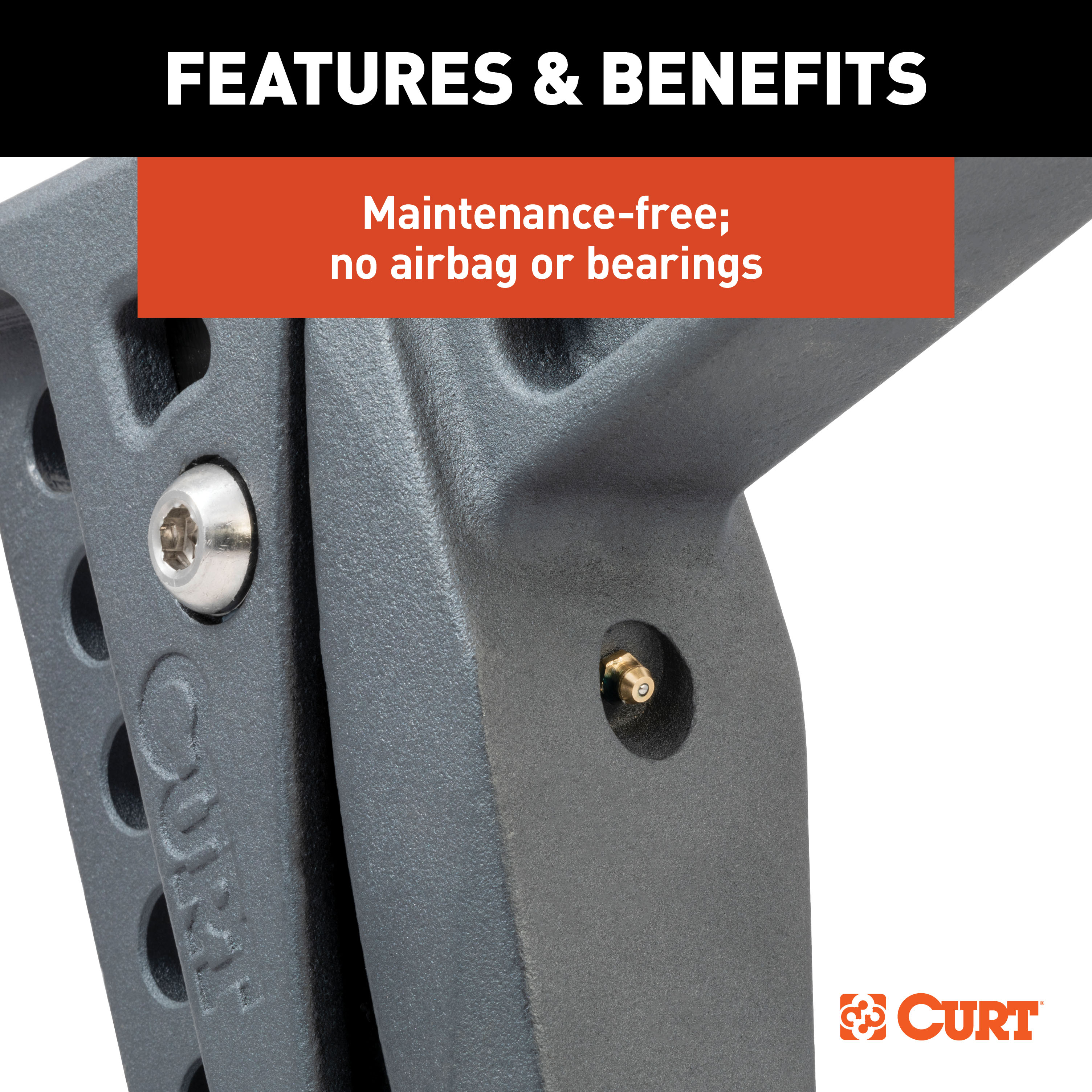 CURT Rebellion XD Adjustable Cushion Hitch (2" Shank, 2", 2-5/16" Balls, 15K) Trailer Hitch Ball Mount thumbnail 6