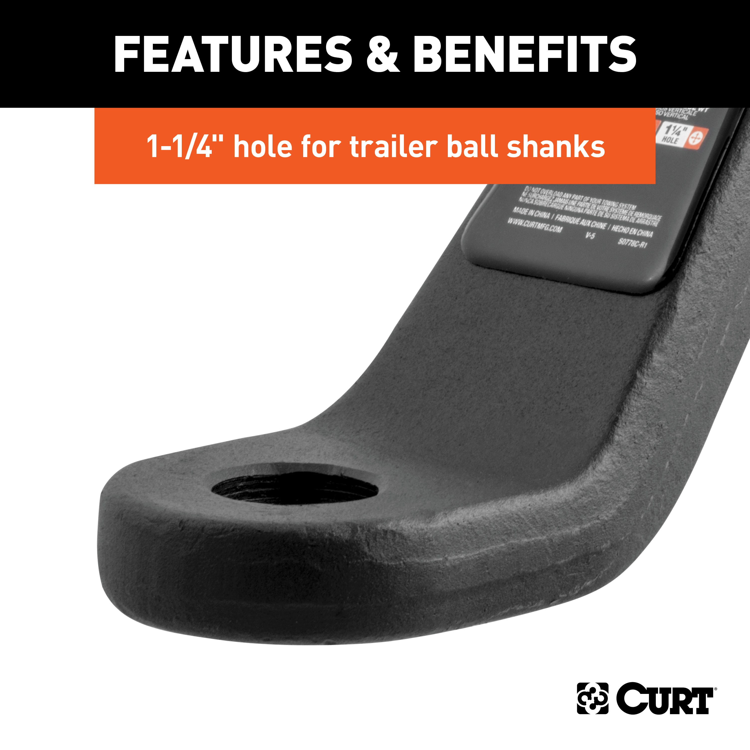 CURT Commercial Duty Forged Ball Mount (2-1/2" Shank, 20,000 lbss., 8" Drop) Trailer Hitch Ball Mount thumbnail 5
