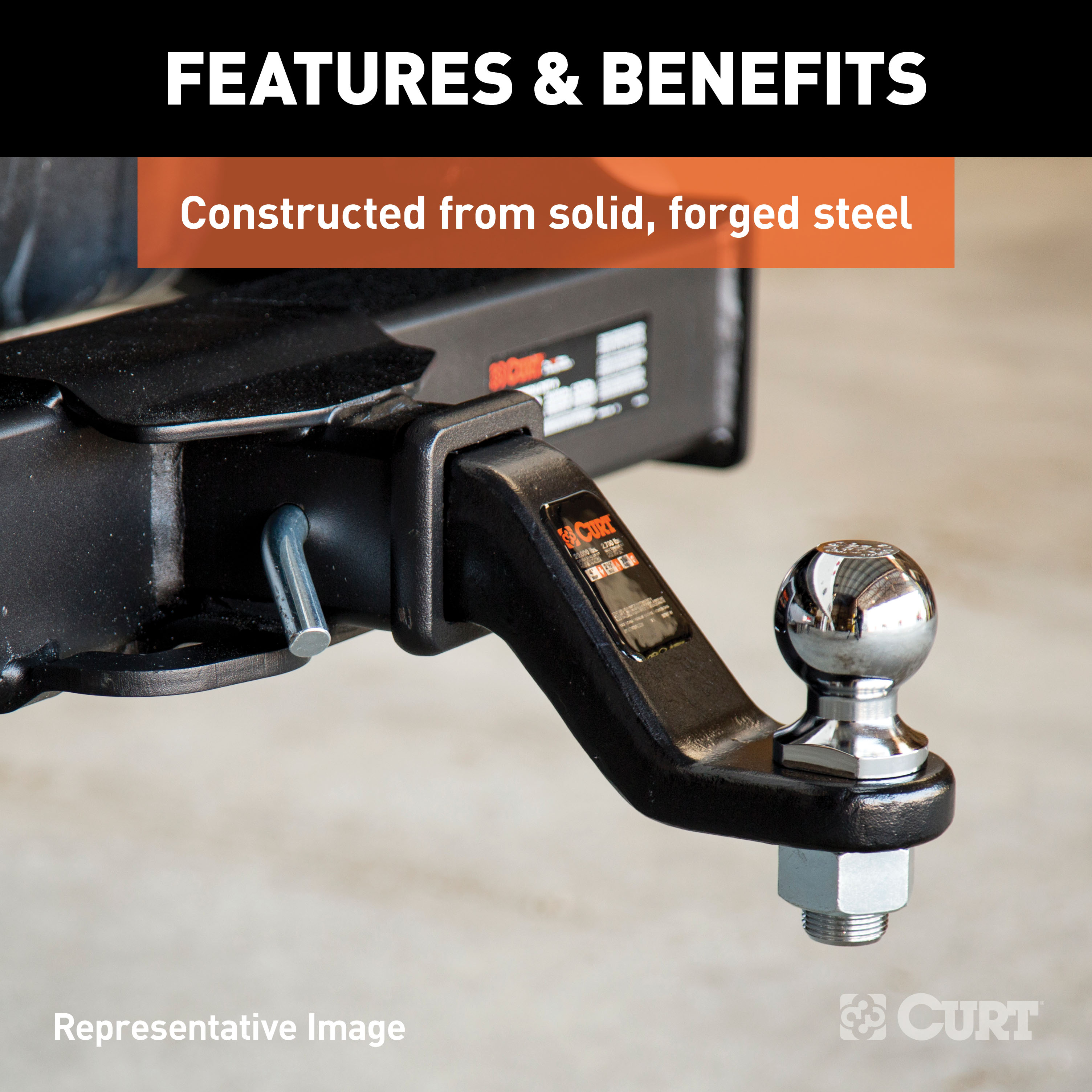 CURT Commercial Duty Forged Ball Mount (2-1/2" Shank, 20,000 lbss., 8" Drop) Trailer Hitch Ball Mount thumbnail 4