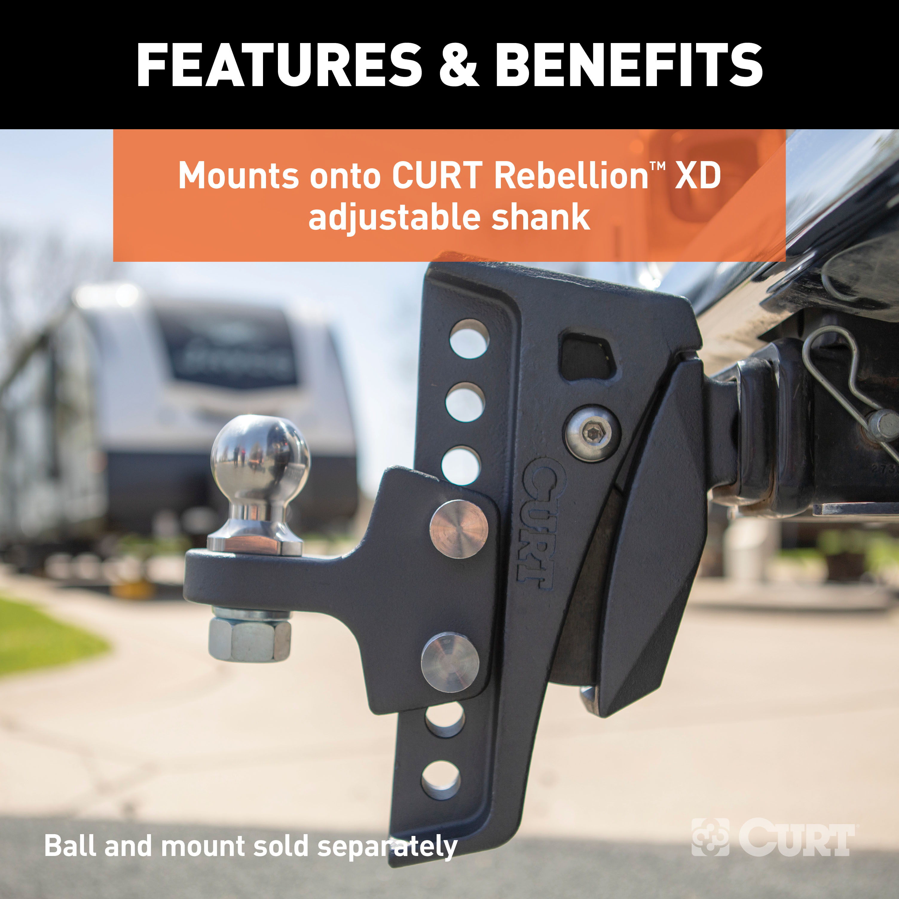 CURT Replacement Rebellion XD Tongue Attachment Trailer Hitch Ball Mount thumbnail 2