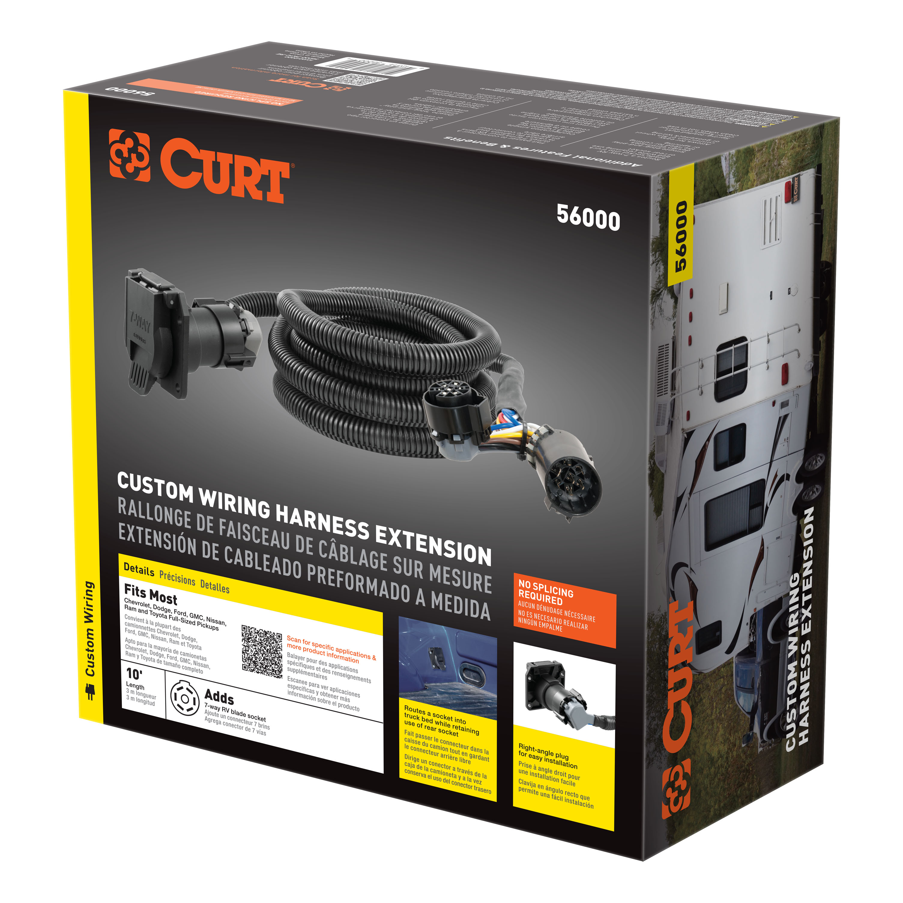 CURT 10' Custom Wiring Extension Harness (Adds 7-Way RV Blade to Truck Bed) Trailer Connector Kit thumbnail 7