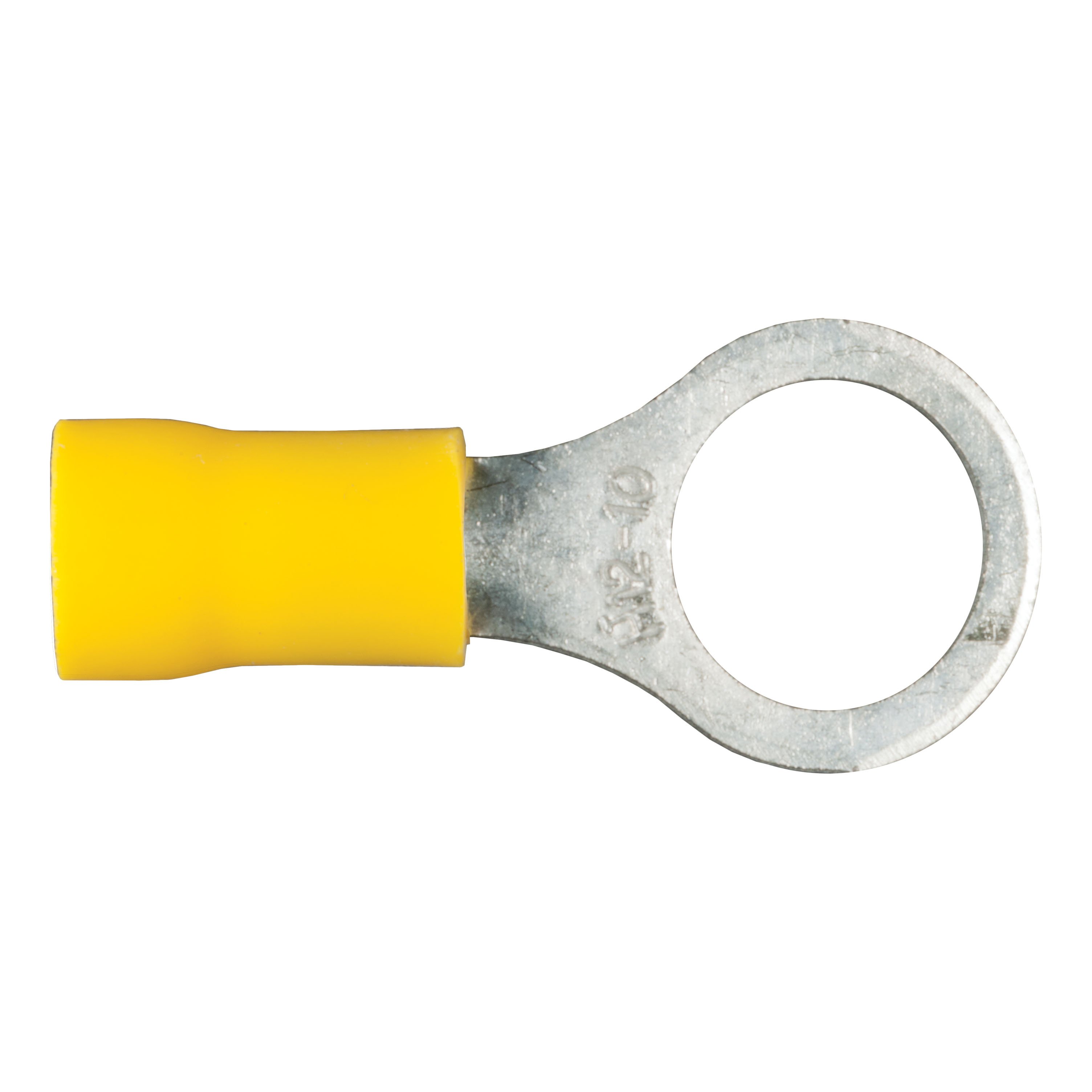 CURT 59538 12-10 Gauge Yellow Vinyl-Insulated Ring Terminal Wire Connectors, 3/8-Inch Stud, 100-Pack thumbnail 0