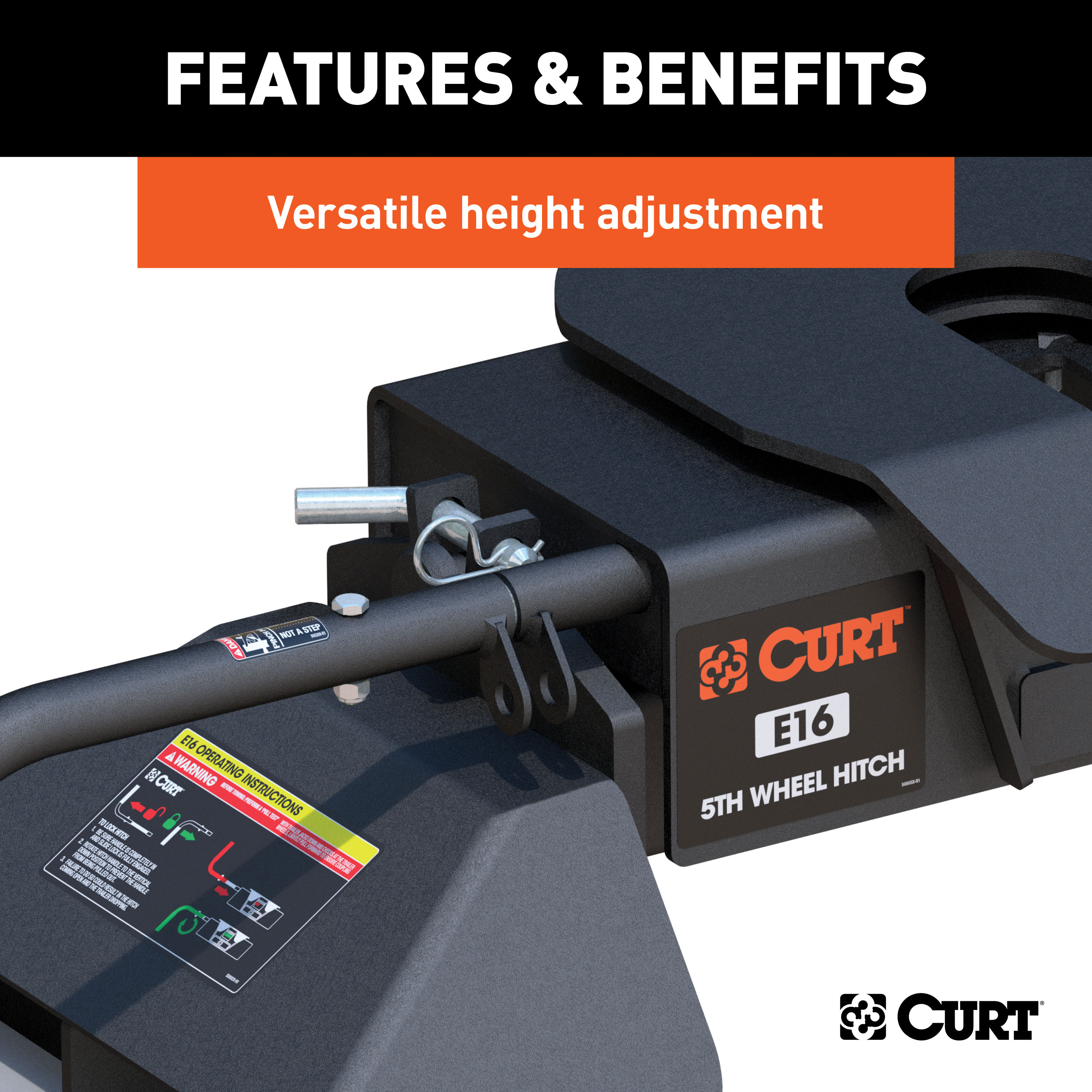 CURT 16K, E16 5th Wheel Hitch, Select Ford F-250, F-350, F-450, 8' Bed Puck System  thumbnail 5