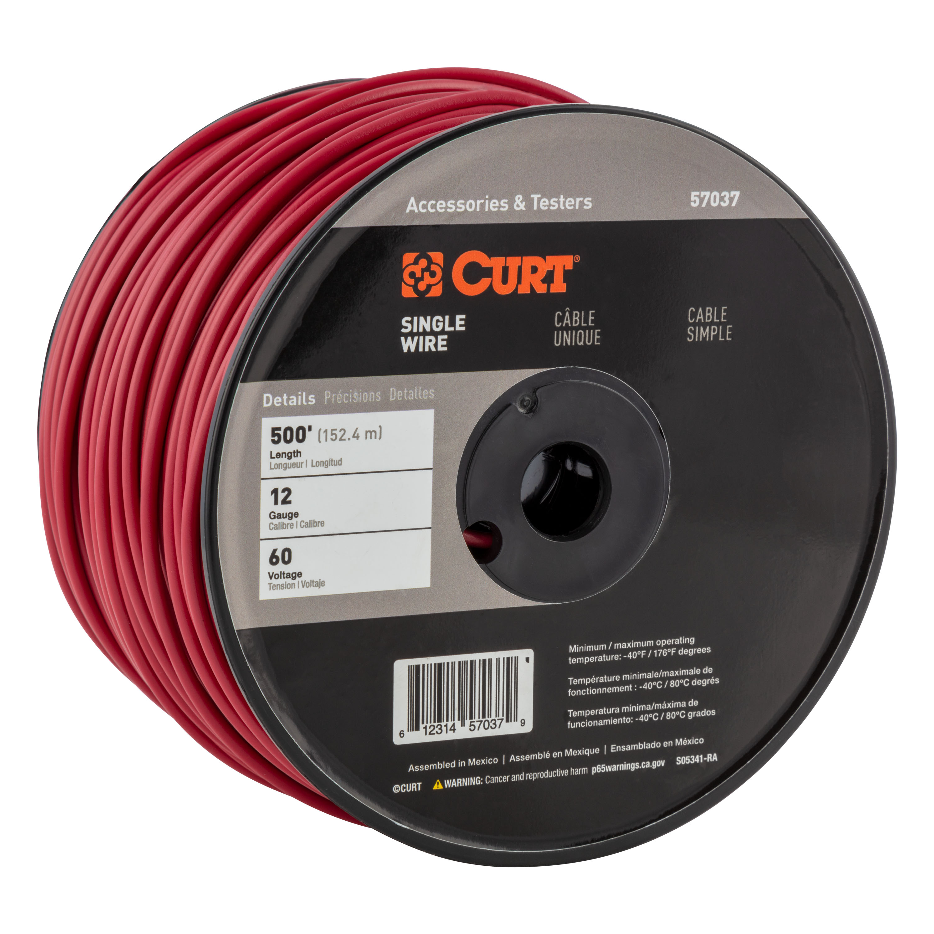CURT Automotive Primary Wire, Red 500' Spool thumbnail 0