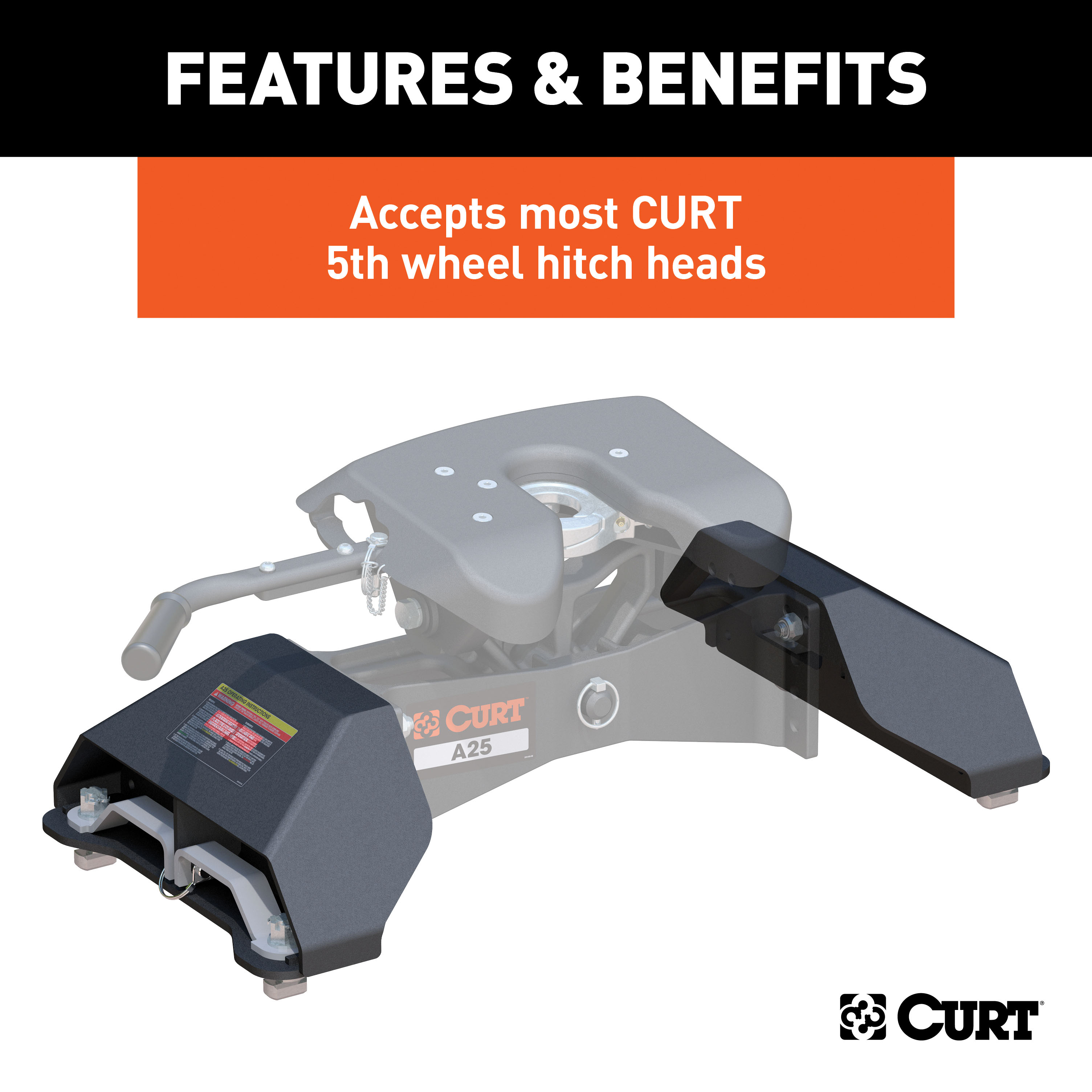 CURT Puck System 5th Wheel Legs, Select Ford F-250, F-350, F-450, 8' Bed, 24K Fifth Wheel Trailer Hitch Mount Leg thumbnail 2