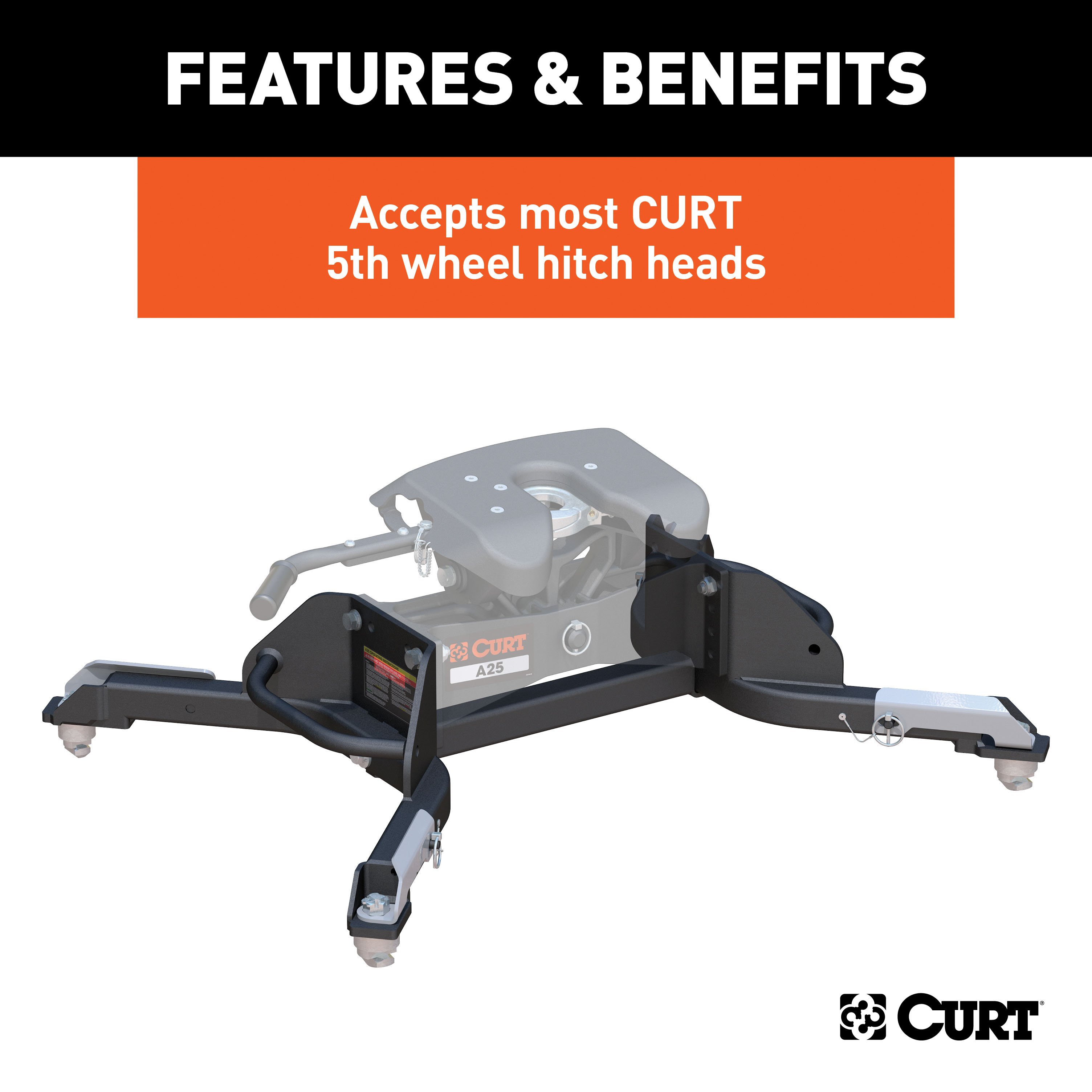 CURT Puck System 5th Wheel Legs, Select Ram 2500, 3500, 8' Bed, 25K Fifth Wheel Trailer Hitch Mount Leg thumbnail 2