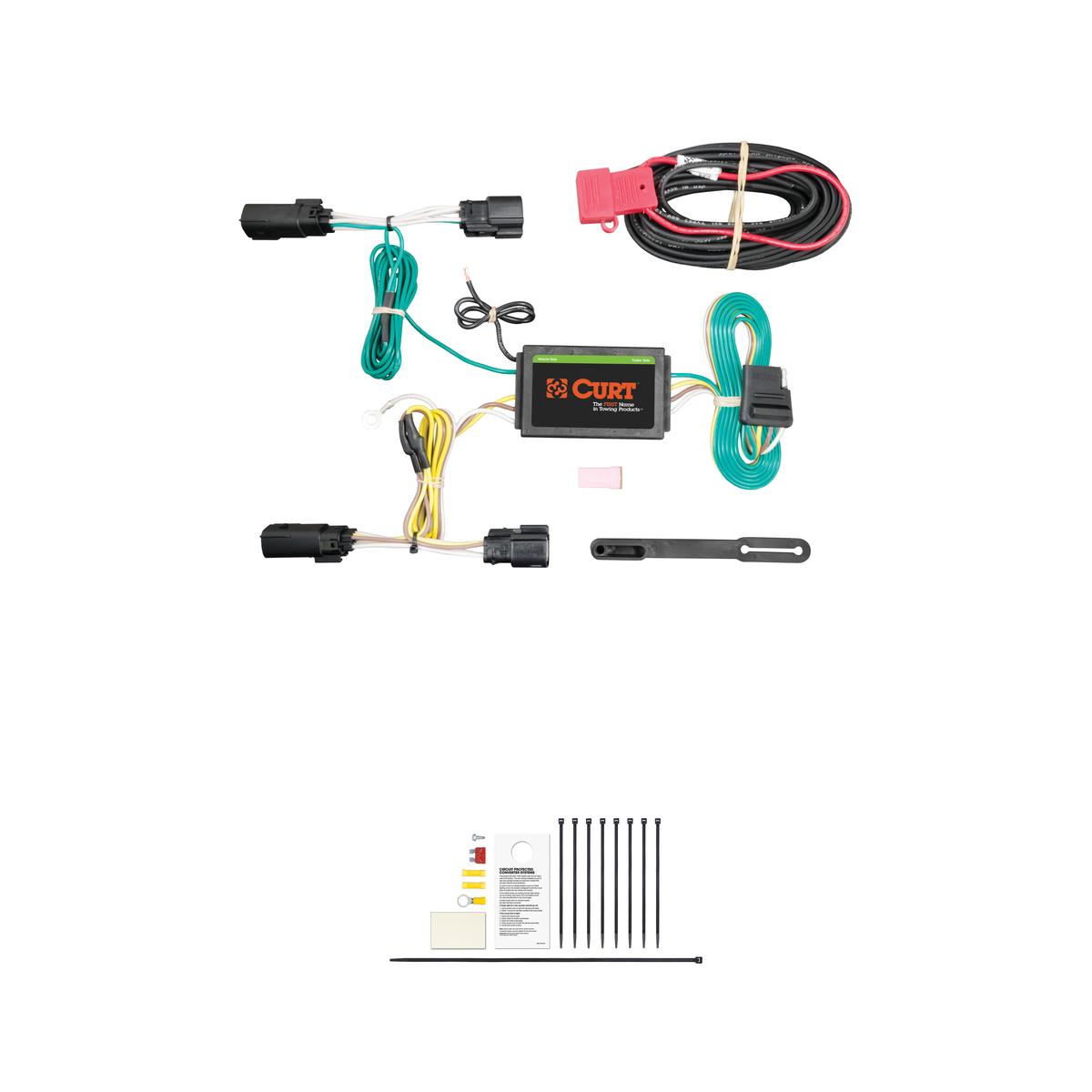 CURT Custom Wiring Harness, 4-Way Flat Output, Select Lincoln MKZ Trailer Connector Kit thumbnail 0
