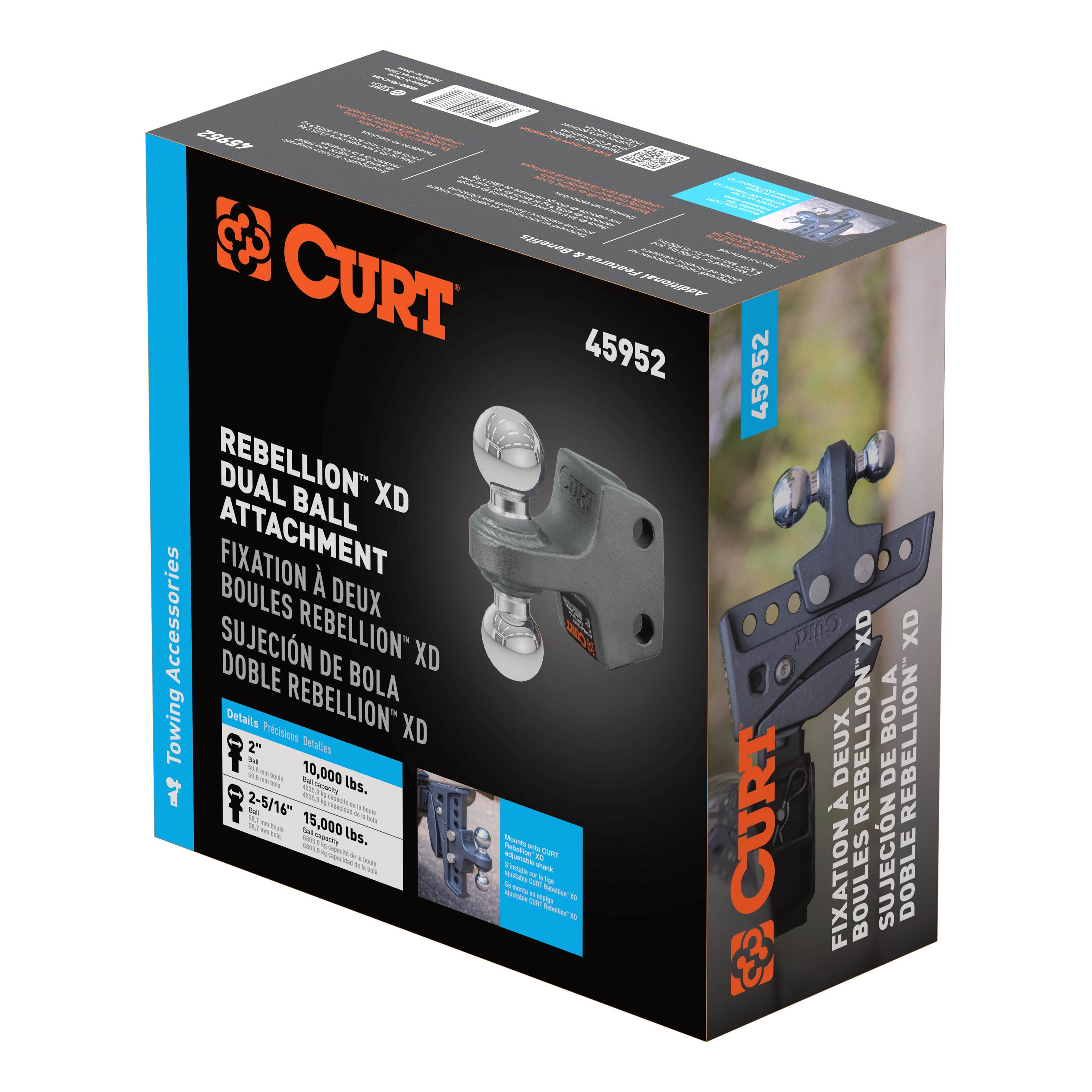 CURT Replacement Rebellion XD Dual Ball, 2" & 2-5/16", Up to 15K Trailer Hitch Ball Mount thumbnail 6