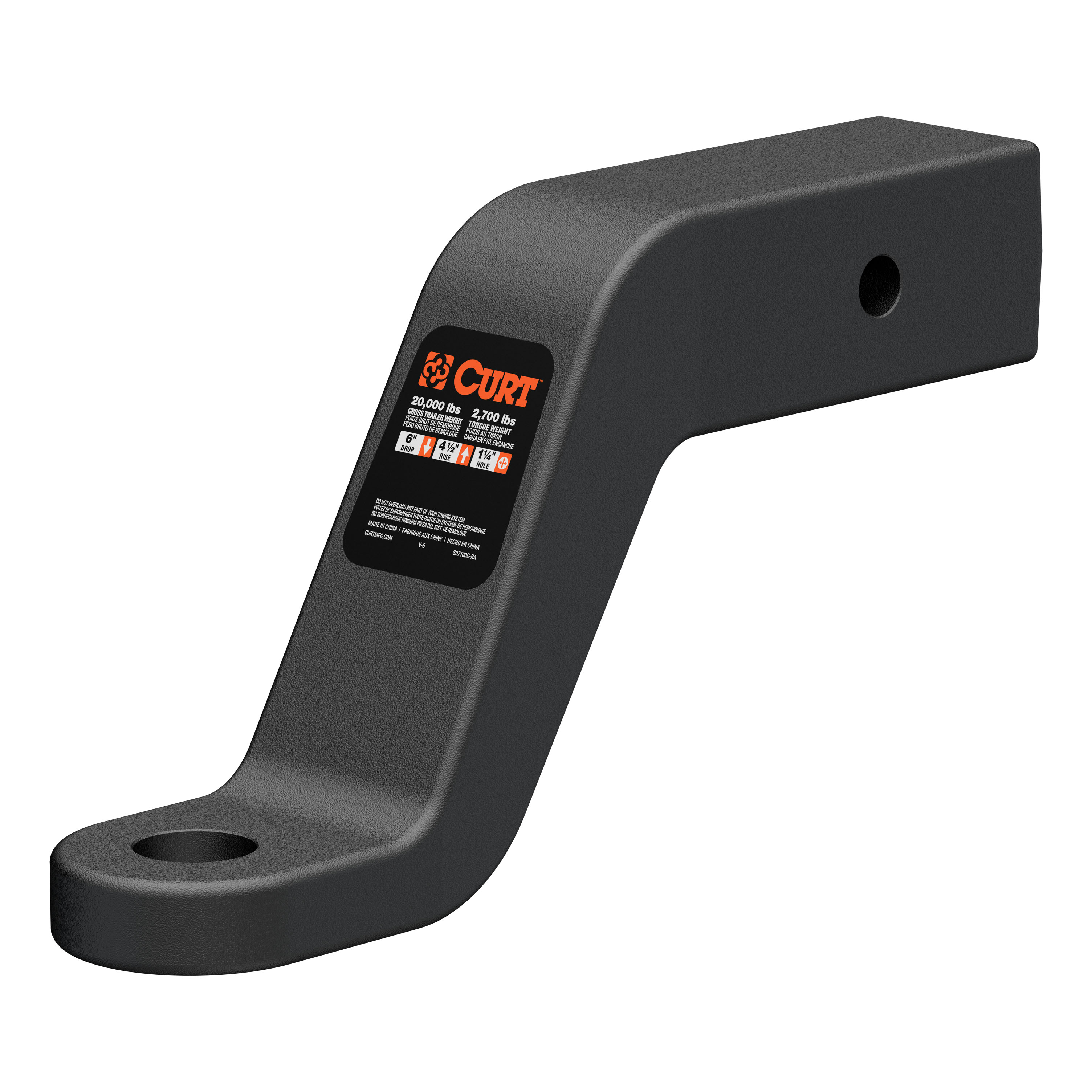 CURT Commercial Duty Forged Ball Mount (2-1/2" Shank, 20,000 lbss., 6" Drop) Trailer Hitch Ball Mount thumbnail 0