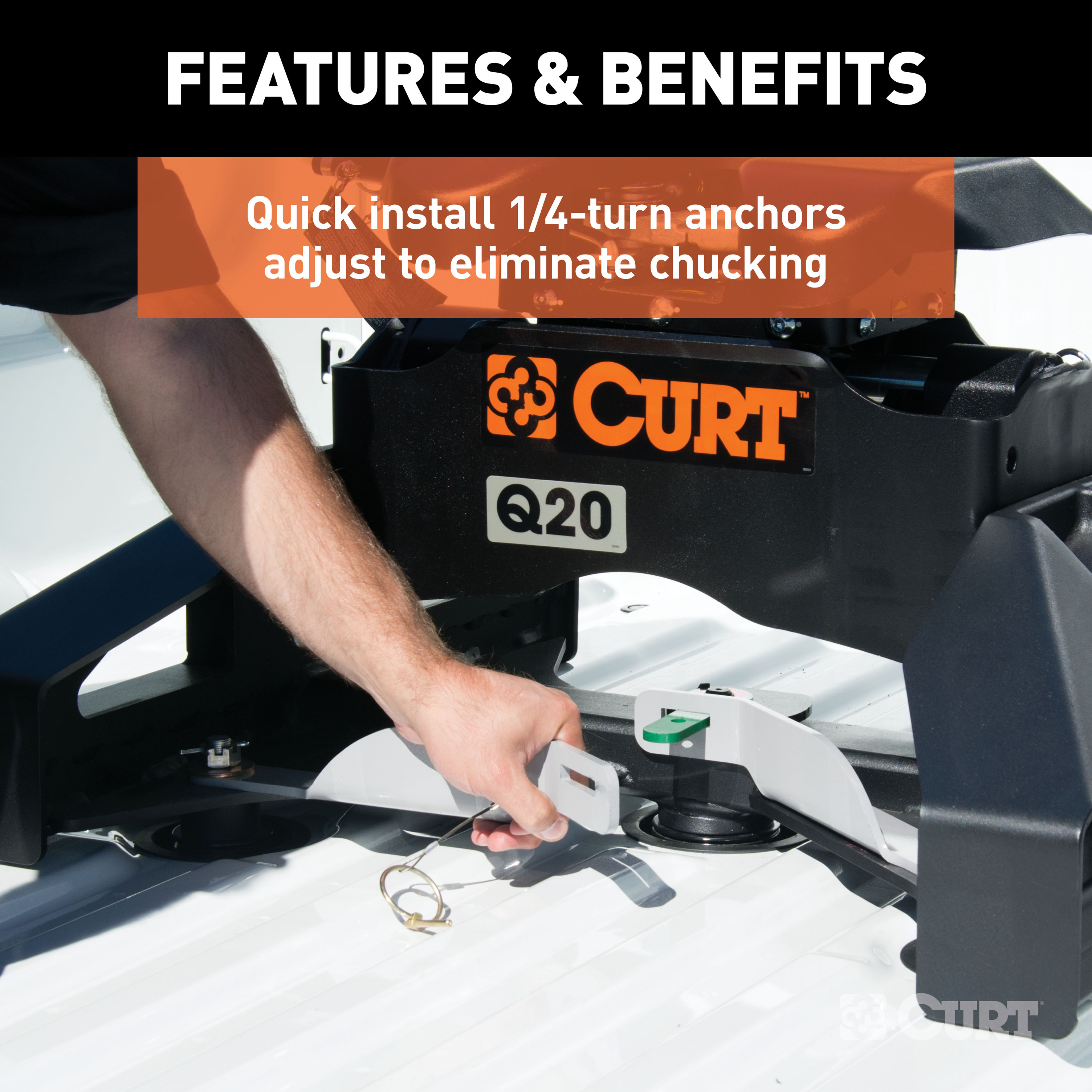 CURT Puck System 5th Wheel Legs, Select Nissan Titan XD, 8' Bed, 20K Fifth Wheel Trailer Hitch Mount Leg thumbnail 3