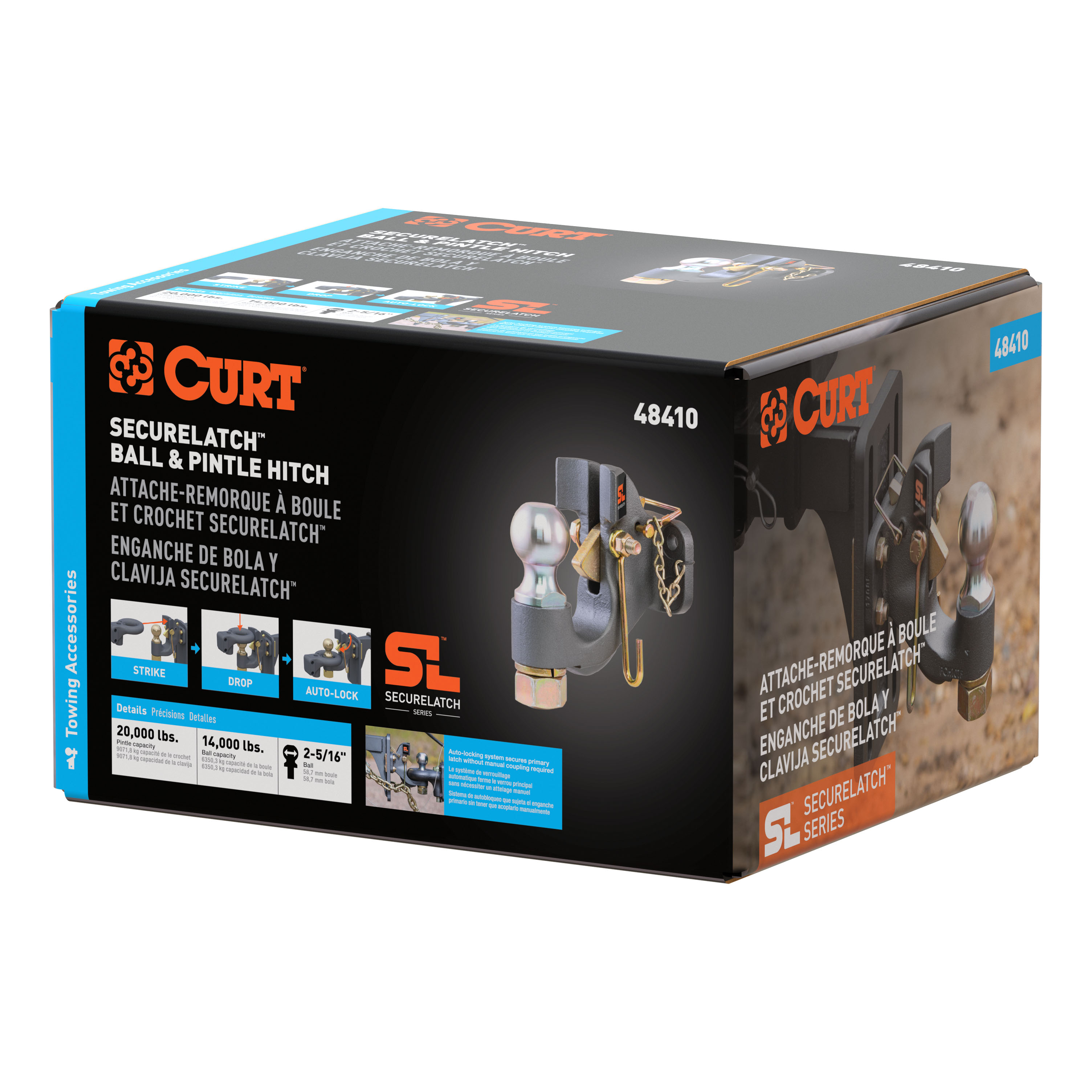 CURT SecureLatch Ball & Pintle Hitch (2-5/16" Ball, 20,000 lbs.) Trailer Hitch Pintle Hook Mount thumbnail 7