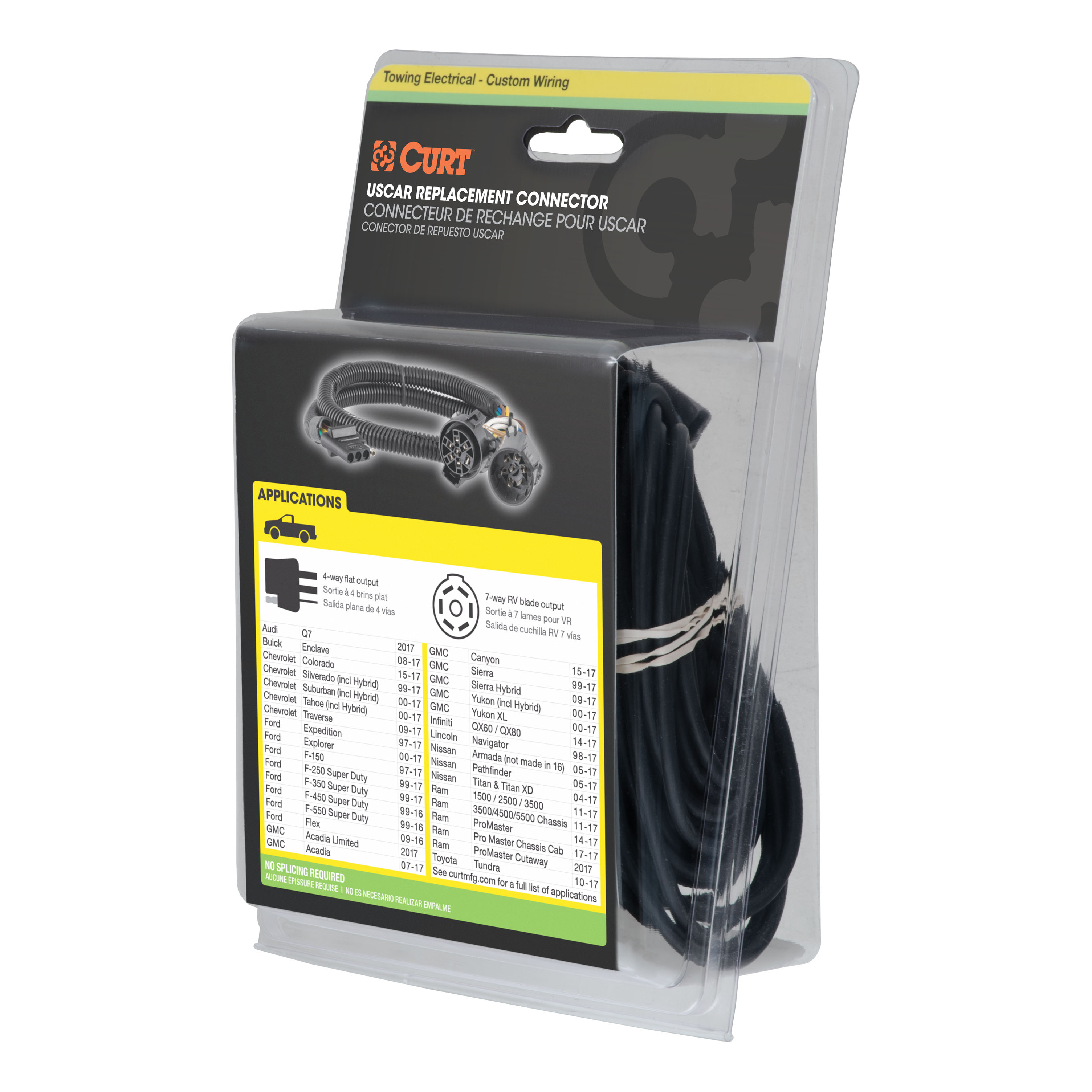 CURT Replacement OE 4-Way Flat Socket (T's into USCAR) Trailer Connector Kit thumbnail 6