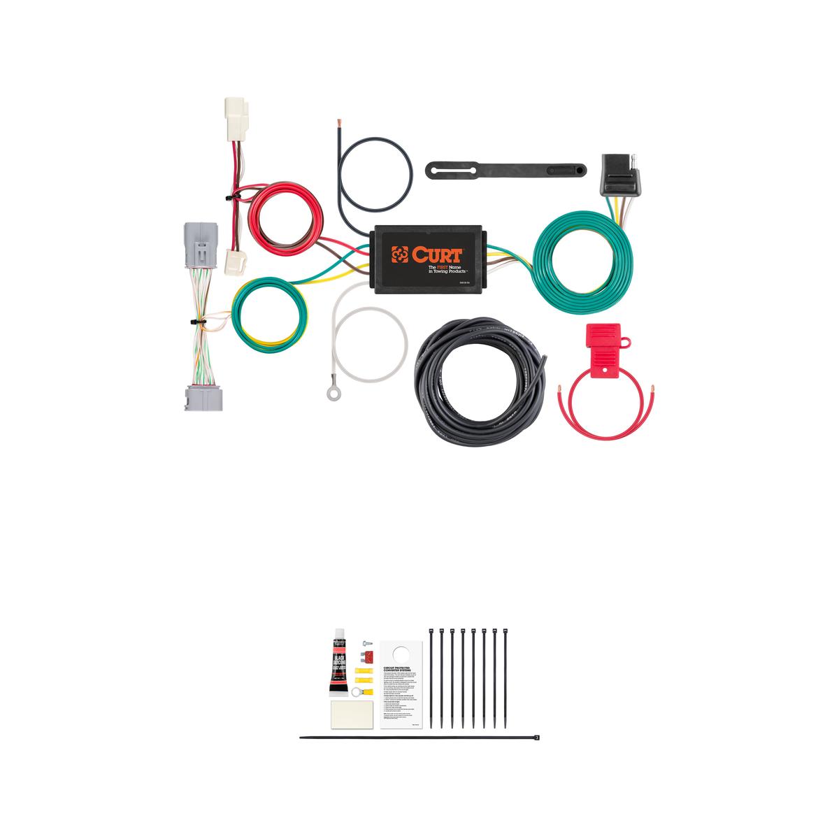 CURT Custom Wiring Harness, 4-Way Flat Output, Select Toyota Prius Prime Trailer Connector Kit thumbnail 0
