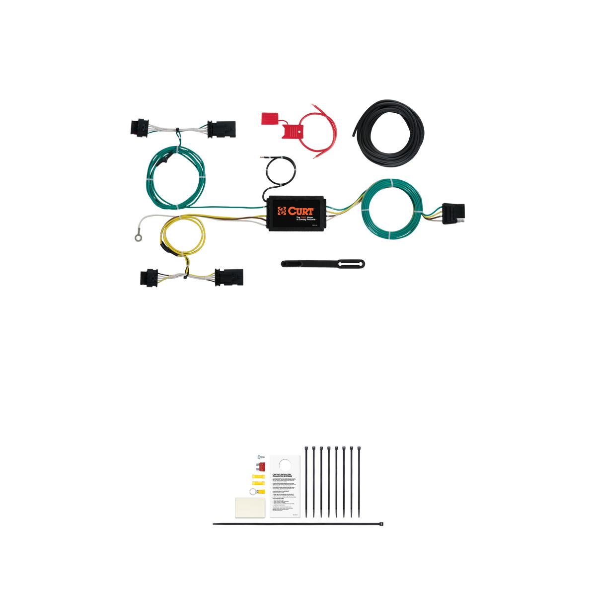 CURT Custom Wiring Harness, 4-Way Flat Output, Select Jeep Renegade Trailer Connector Kit thumbnail 0