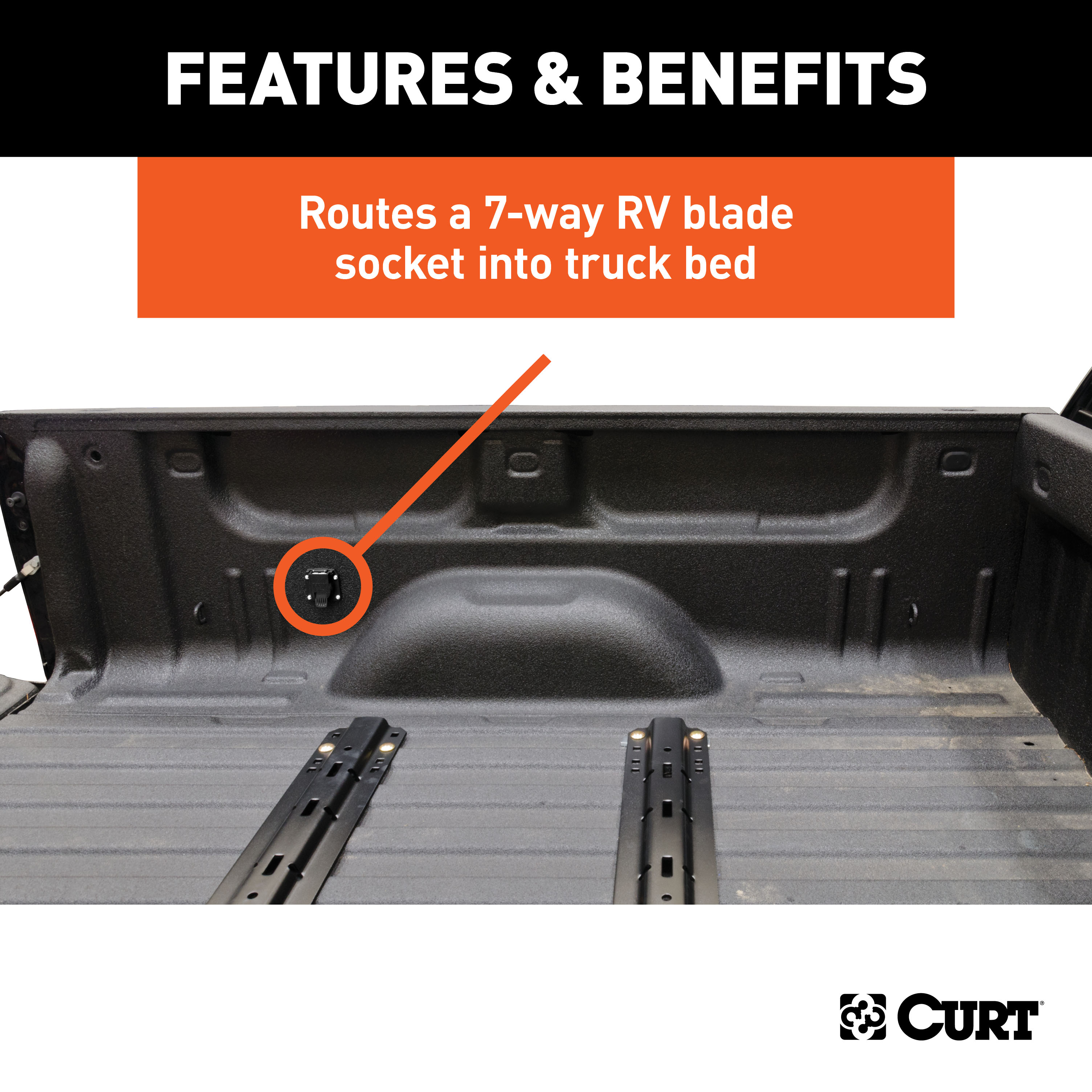 CURT 7' 7-Way RV Blade Extension Harness (Routes to Truck Bed) Trailer Connector Kit thumbnail 2