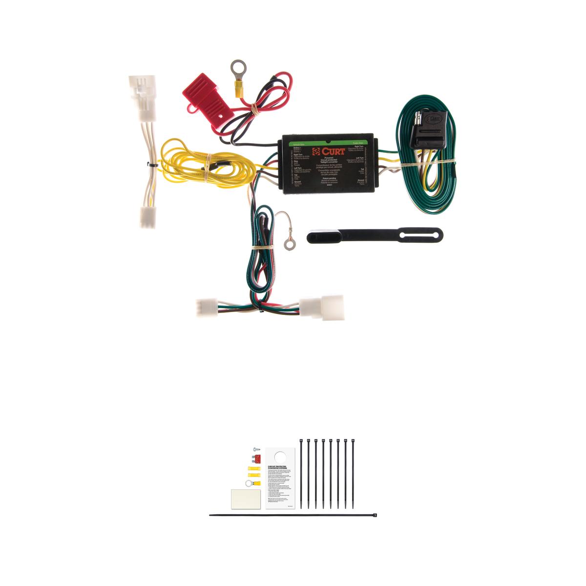 CURT Custom Wiring Harness, 4-Way Flat Output, Select Toyota Prius Trailer Connector Kit thumbnail 0