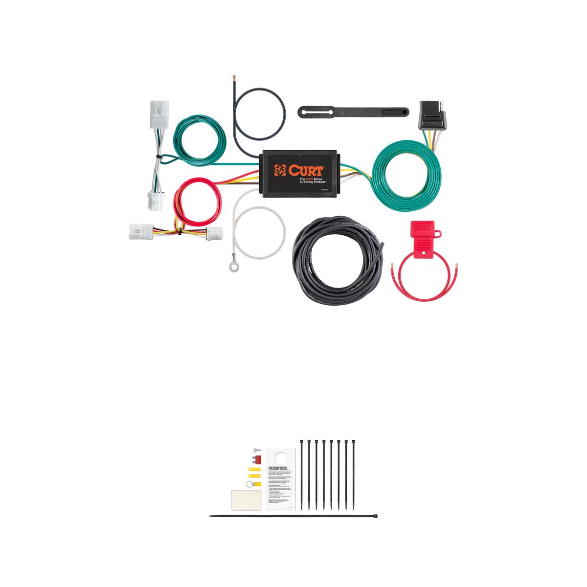 CURT Custom Wiring, 4-Way Flat, Select Infiniti G25, G35, G37, Q60, Nissan Rogue Trailer Connector Kit thumbnail 0