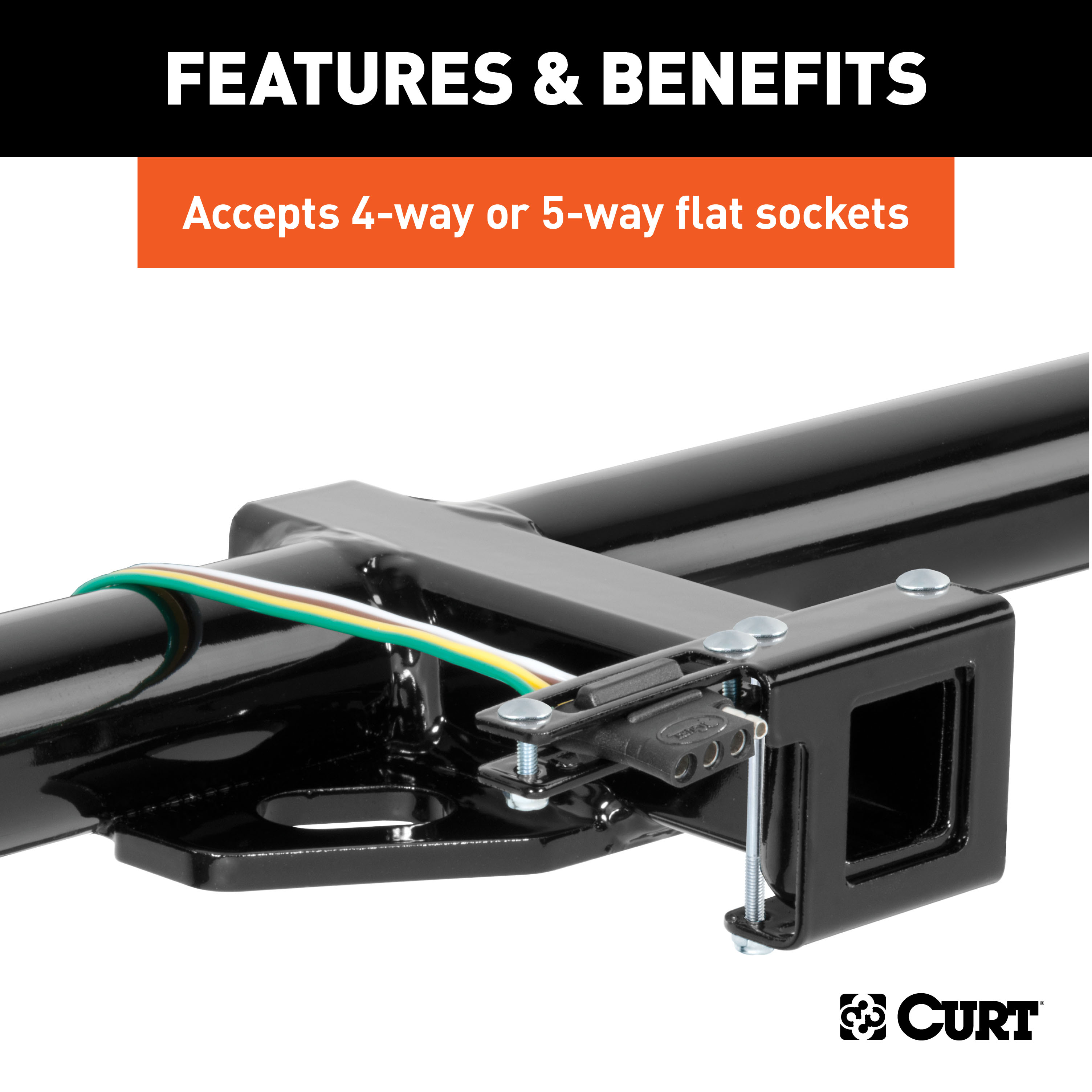 CURT Easy-Mount Wiring Bracket for 4 or 5-Way Flat (1-1/4" Receiver) Trailer Wire Connector Mounting Bracket thumbnail 2