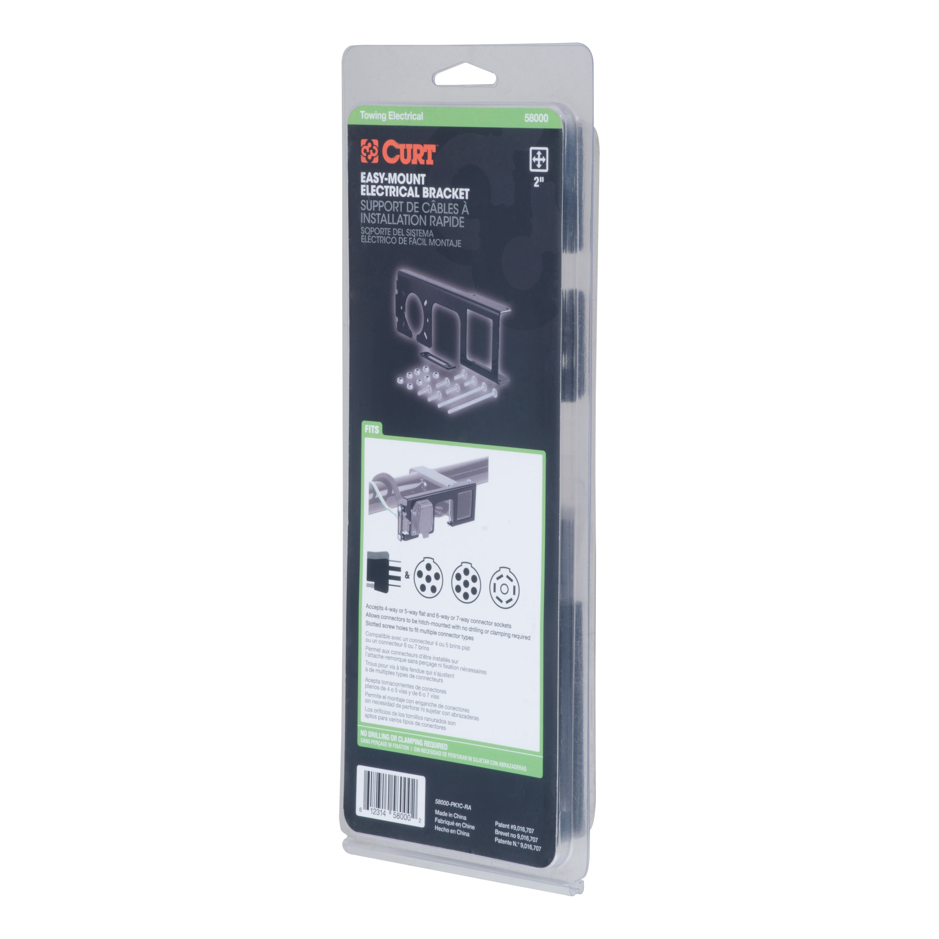 CURT Easy-Mount Wiring Bracket for 4 or 5-Flat & 6 or 7-Round (2" Receiver) Trailer Wire Connector Mounting Bracket thumbnail 4