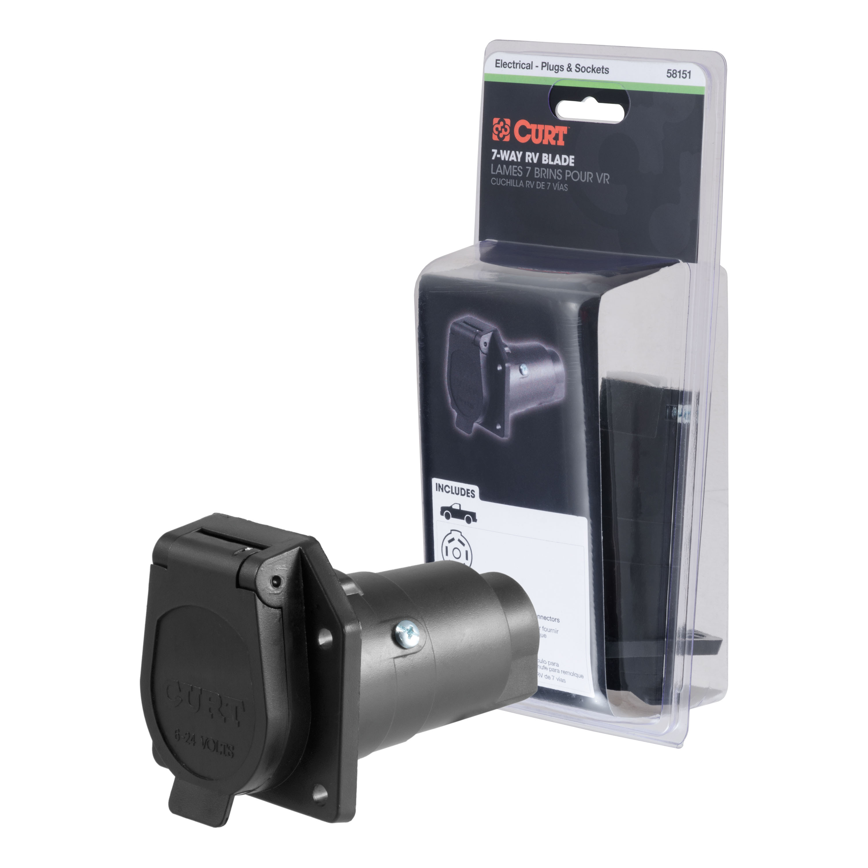 CURT 7-Way RV Blade Connector Socket (Vehicle Side, Packaged) Trailer Connector Kit thumbnail 0