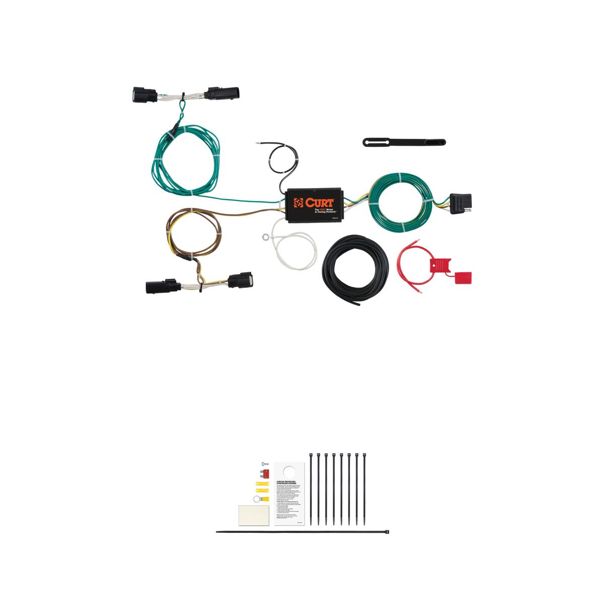 CURT Custom Wiring Harness, 4-Way Flat Output, Select Ford Edge Trailer Connector Kit thumbnail 0
