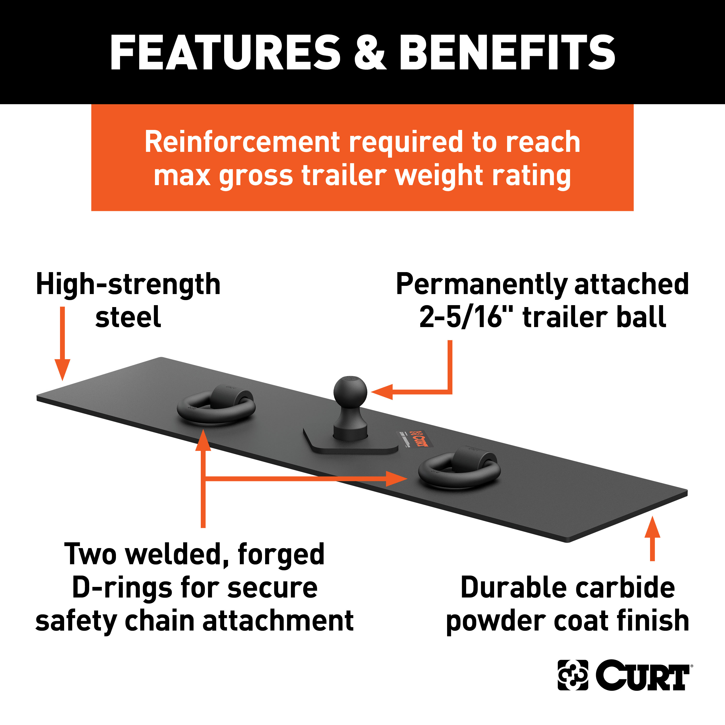 CURT Over-Bed Flat Plate Gooseneck Hitch Gooseneck Trailer Hitch thumbnail 1