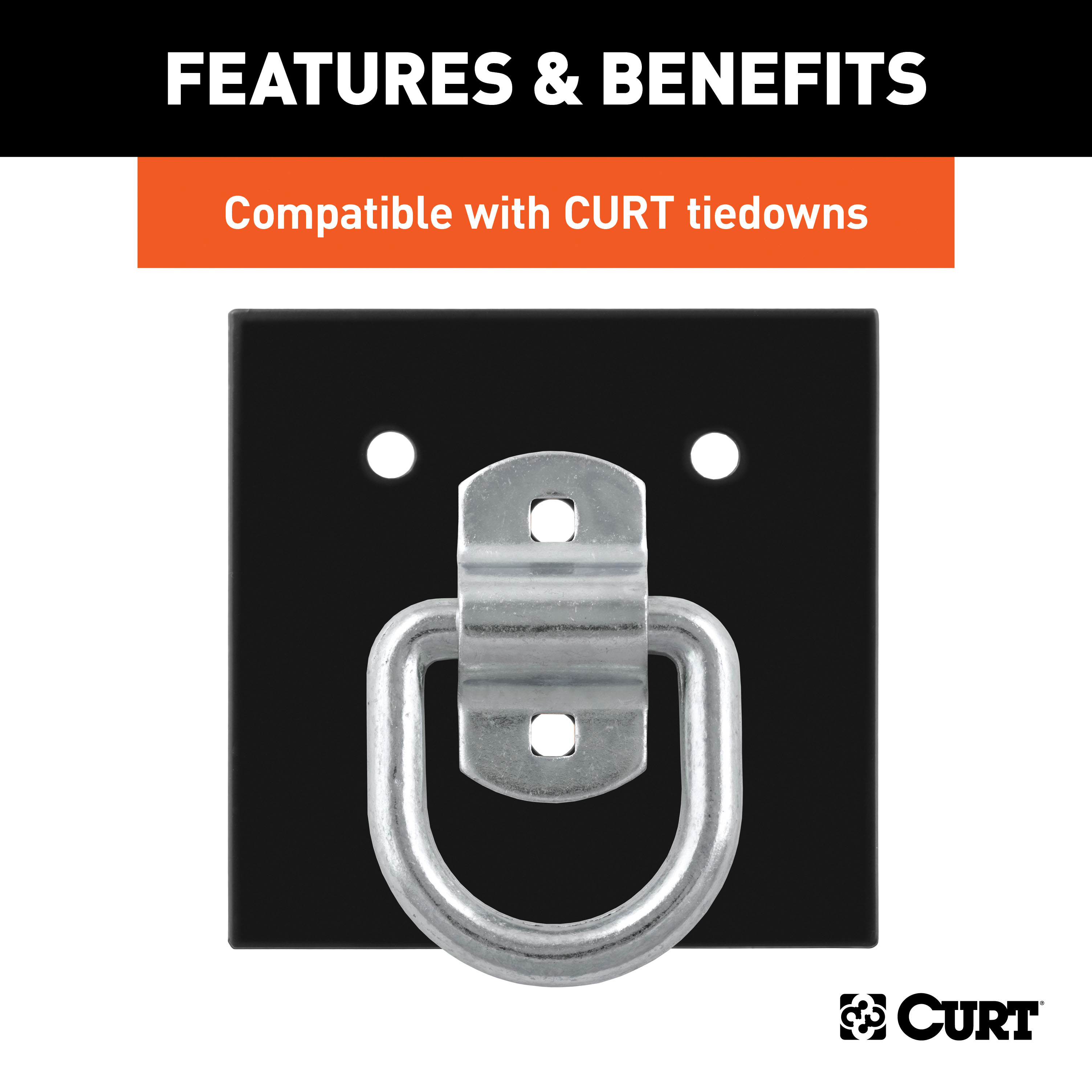 CURT 6" Tie-Down Anchor Backing Plate Tie Down Anchor thumbnail 4